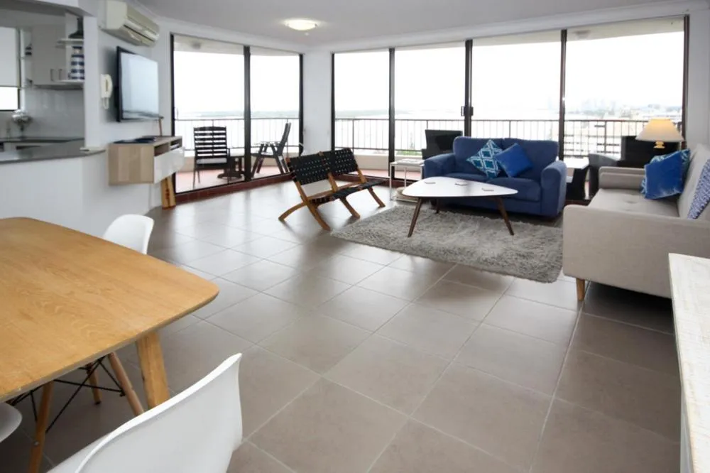 Living room in Broadwater Shores Waterfront Apartments