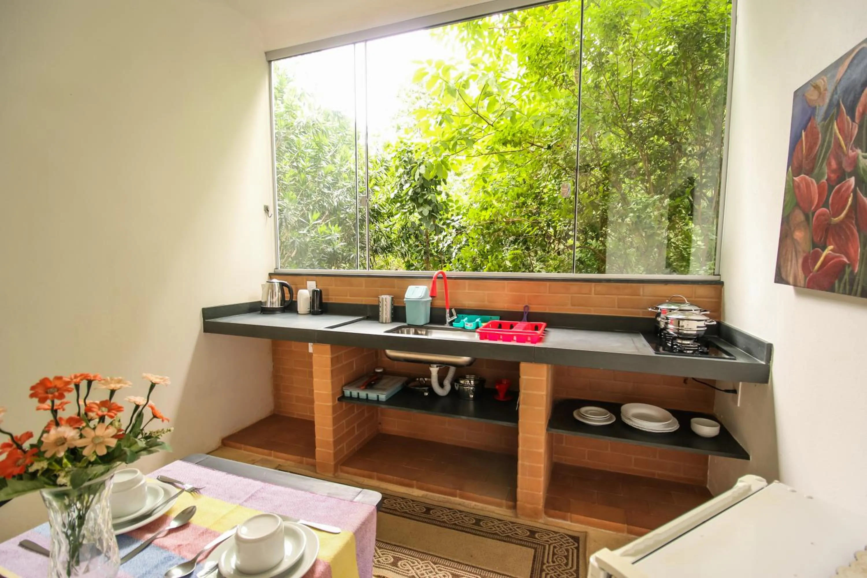 Kitchen or kitchenette in Pousada Arvoredo