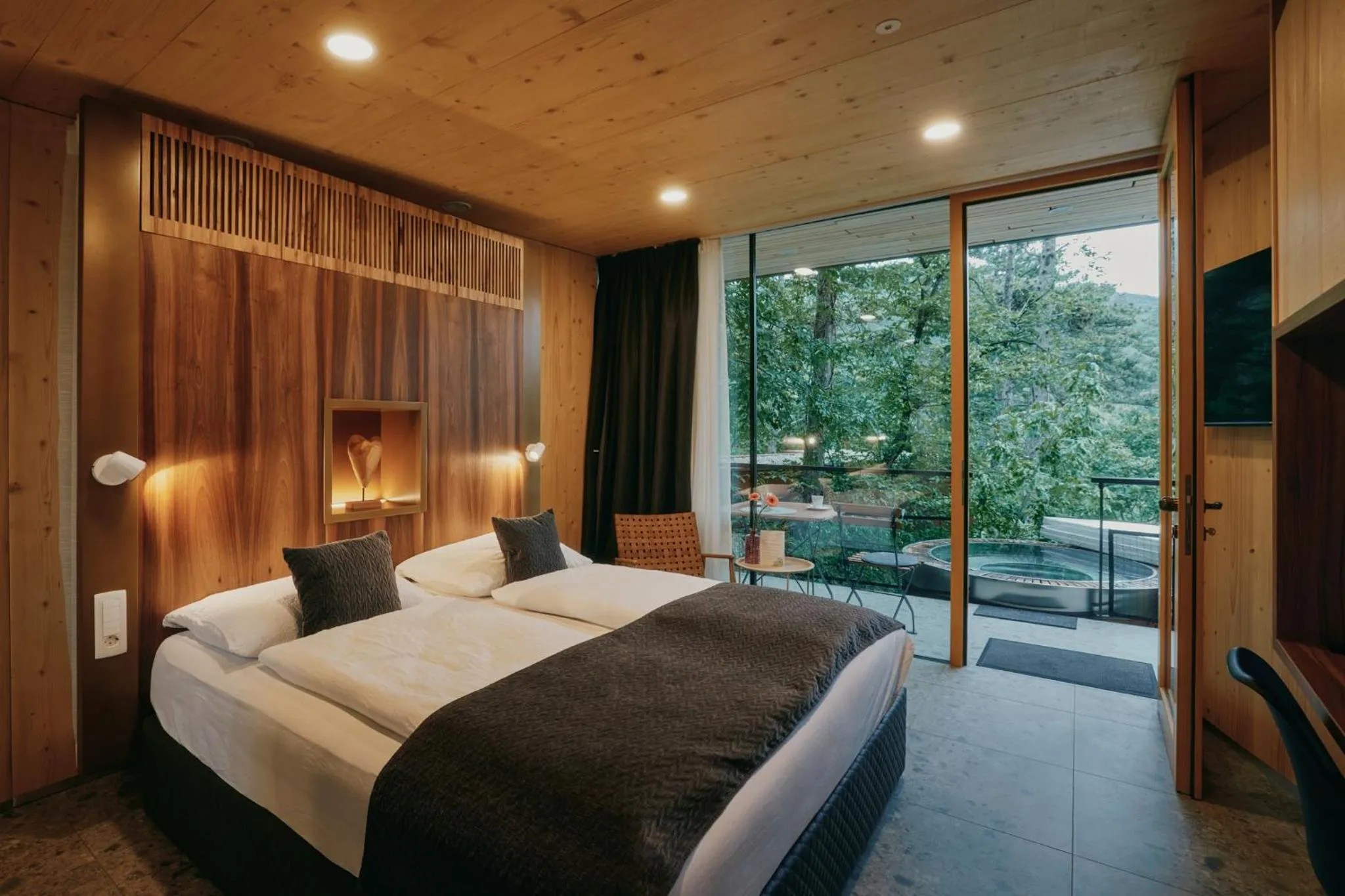 View (from property/room), Bed in Theodosius Forest Village - Glamping in Vipava valley