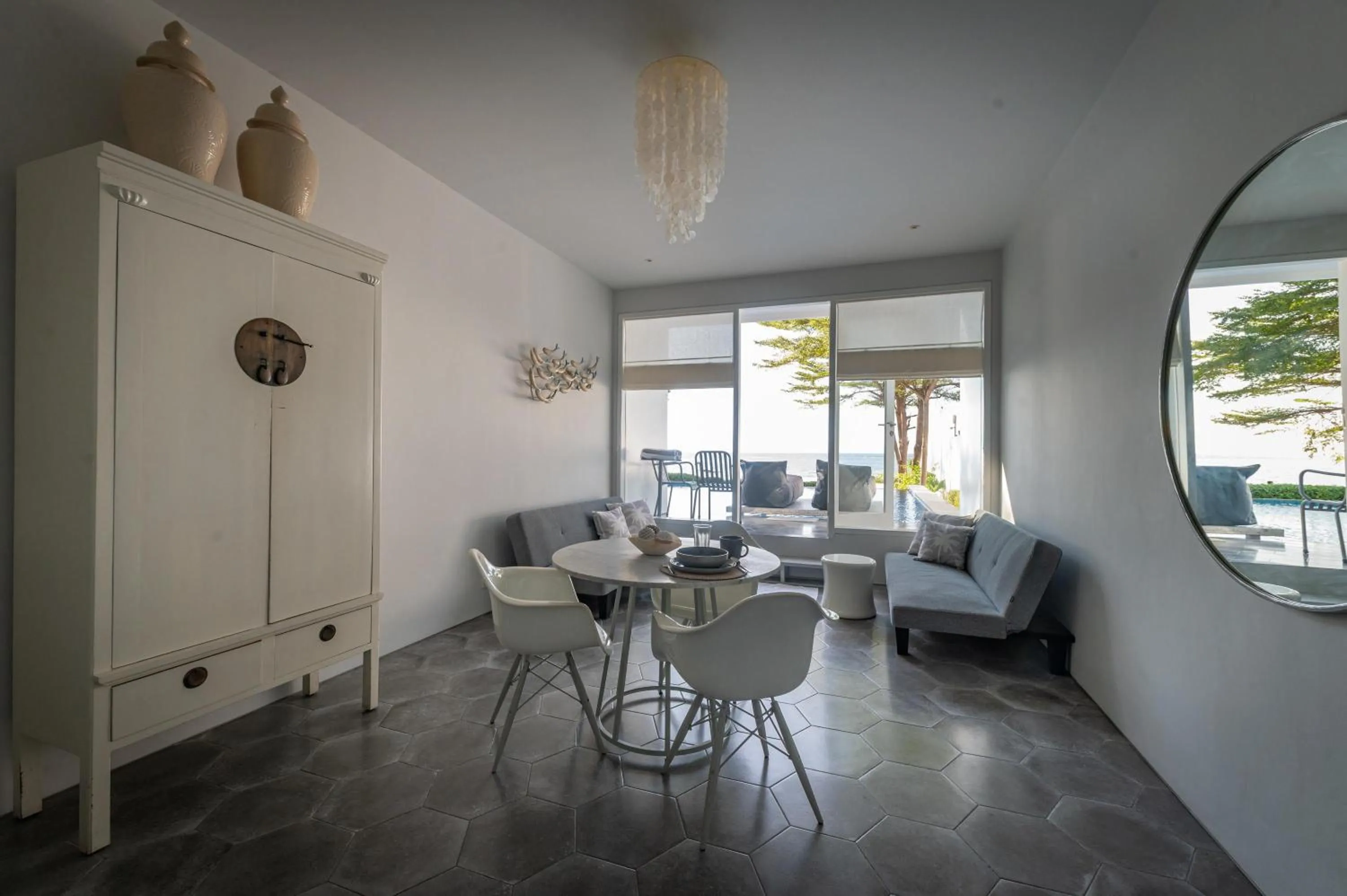 Living room in Lusa Beach Studios Under New Management And Newly Renovated