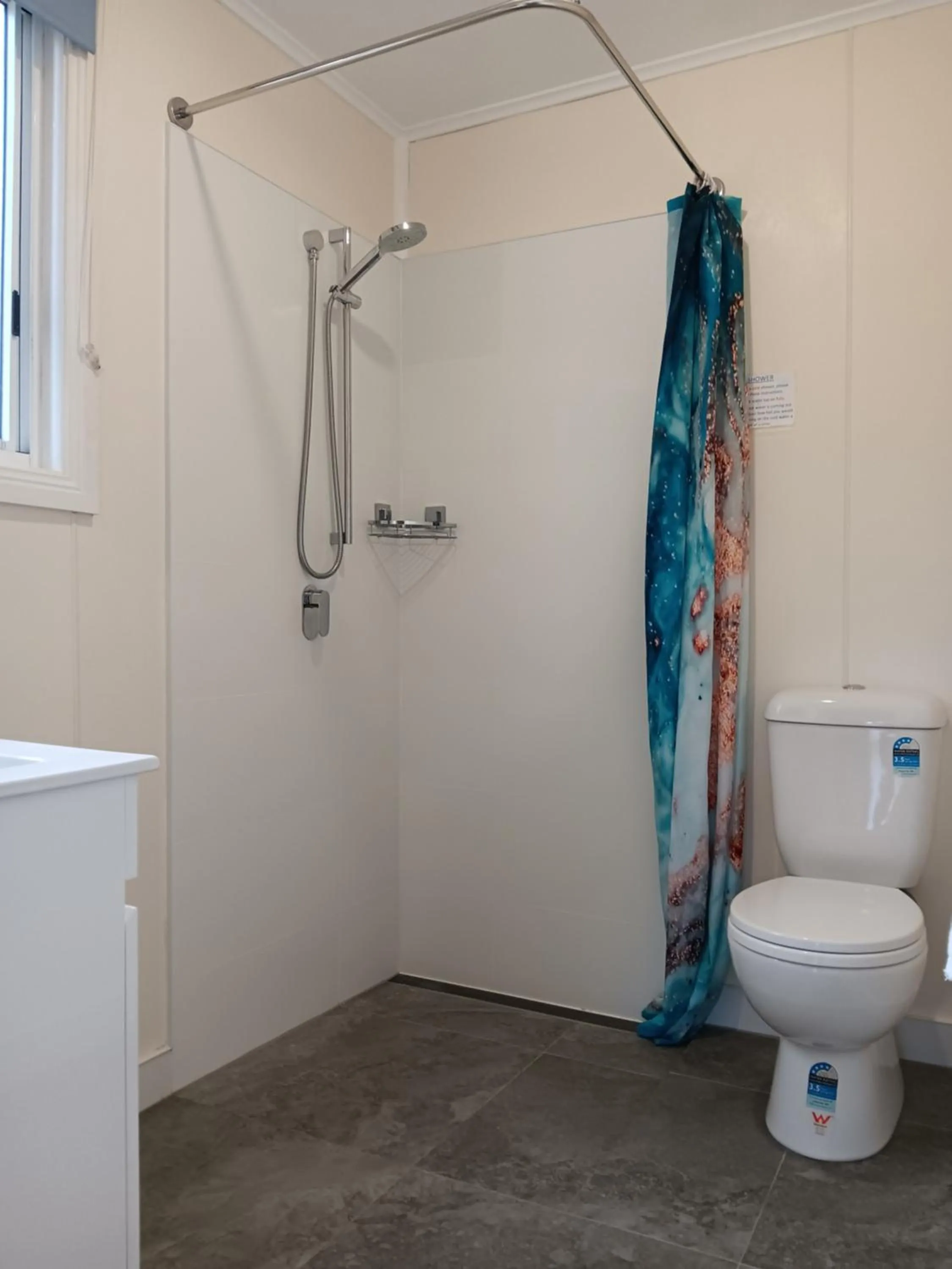 Shower in Mallacoota's Shady Gully Caravan Park