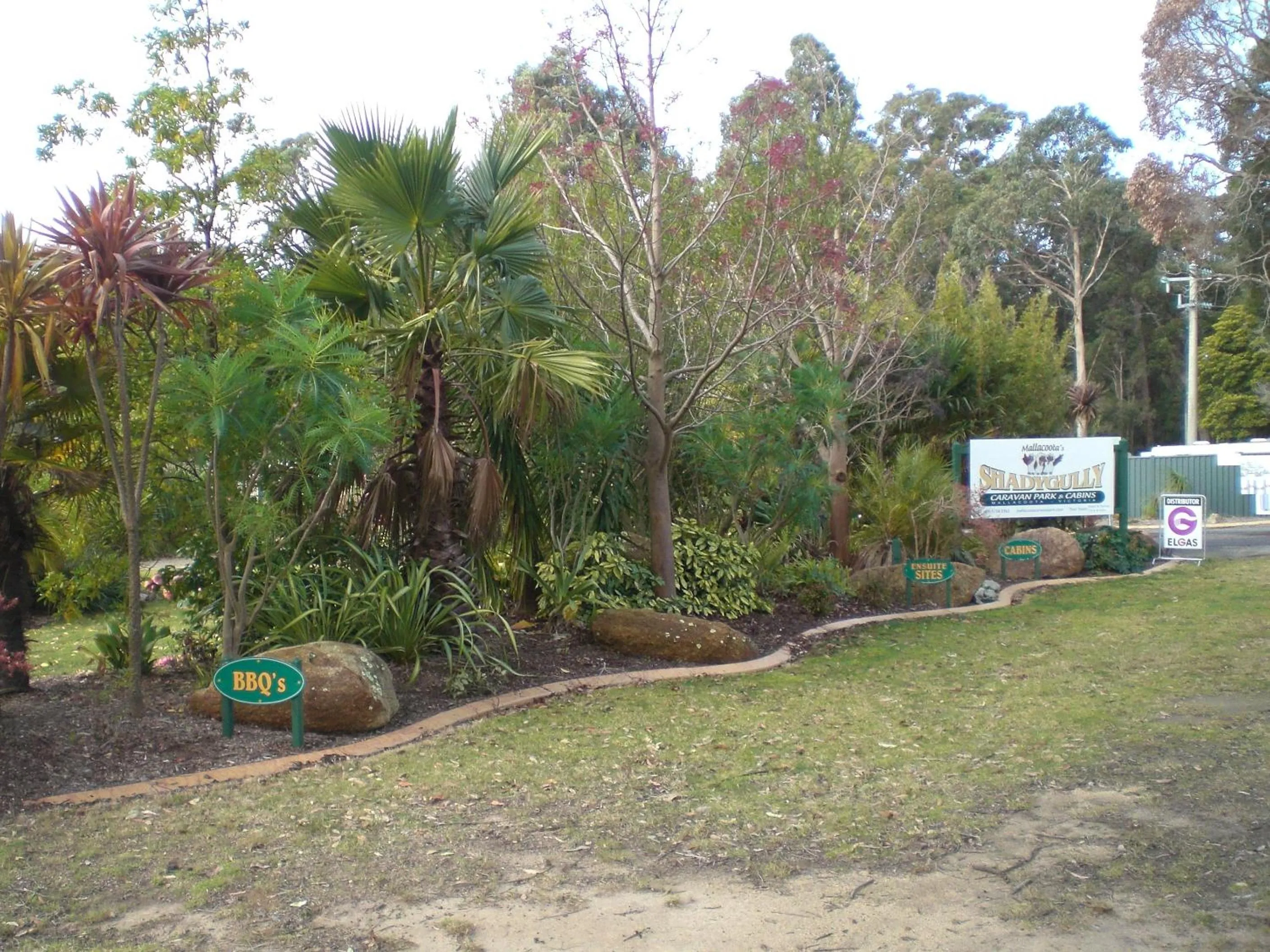 Garden in Mallacoota's Shady Gully Caravan Park