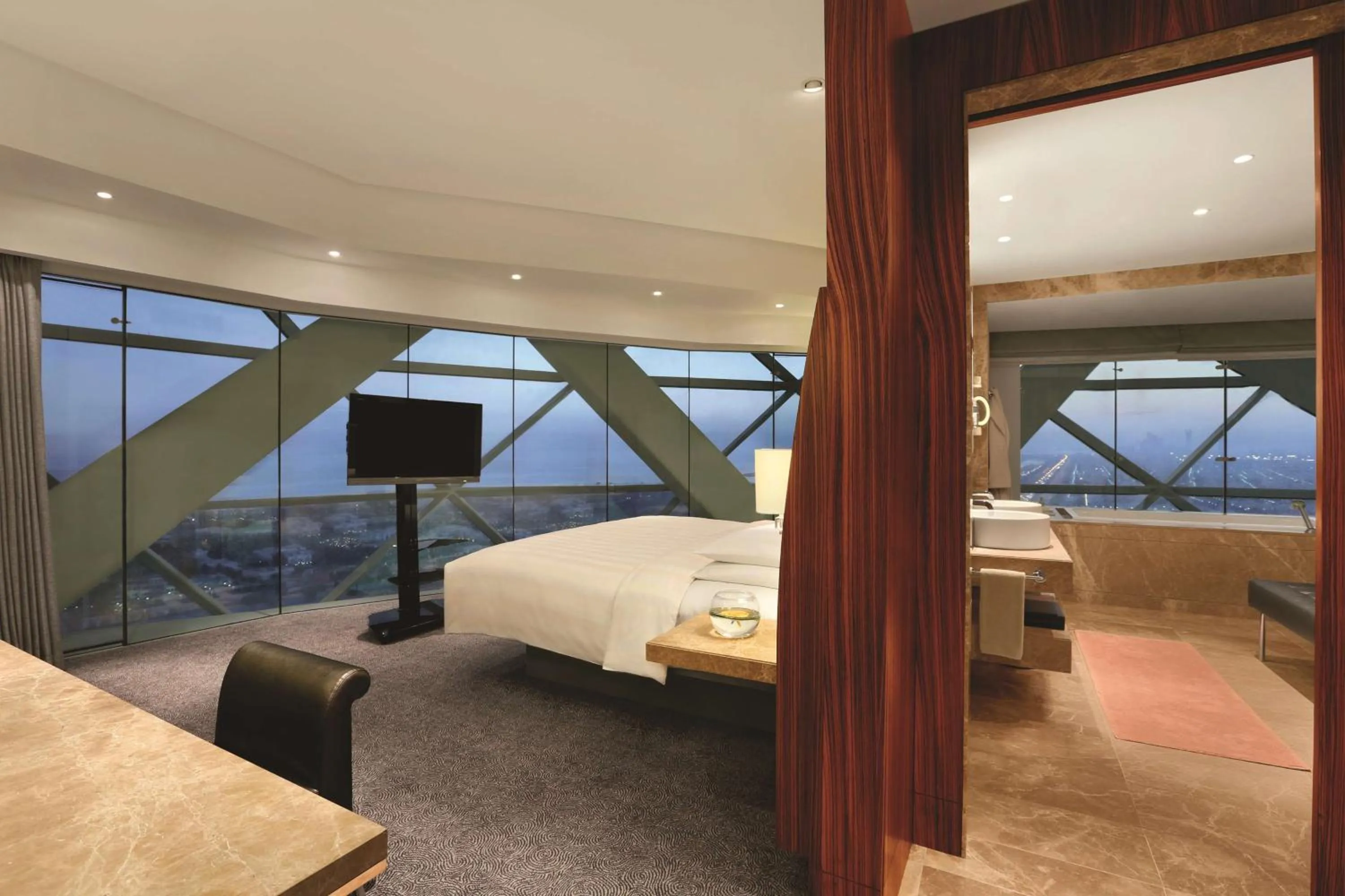 Photo of the whole room, Bed in Andaz Capital Gate Abu Dhabi, By Hyatt