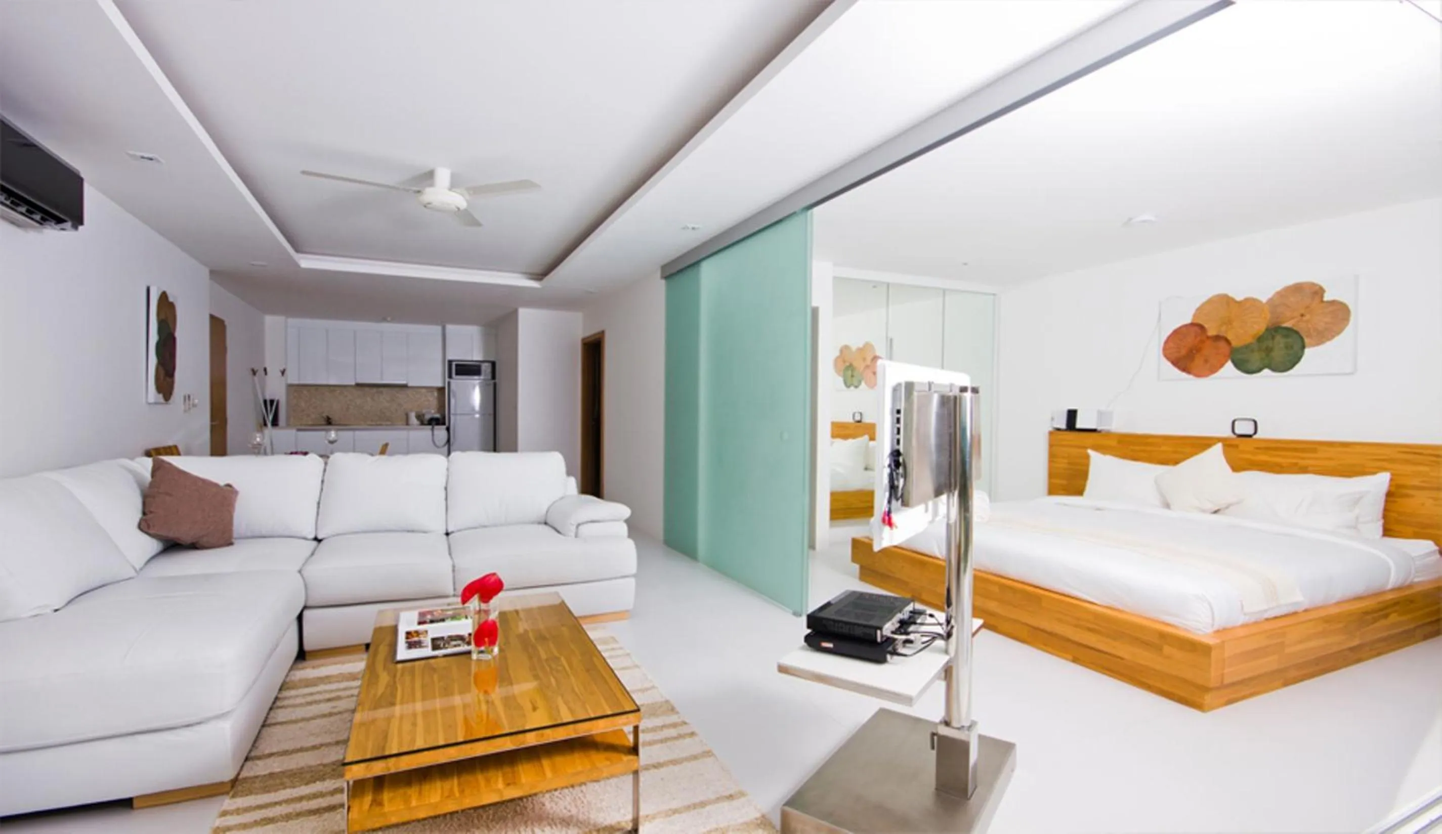 Bed in Code Samui Hotel