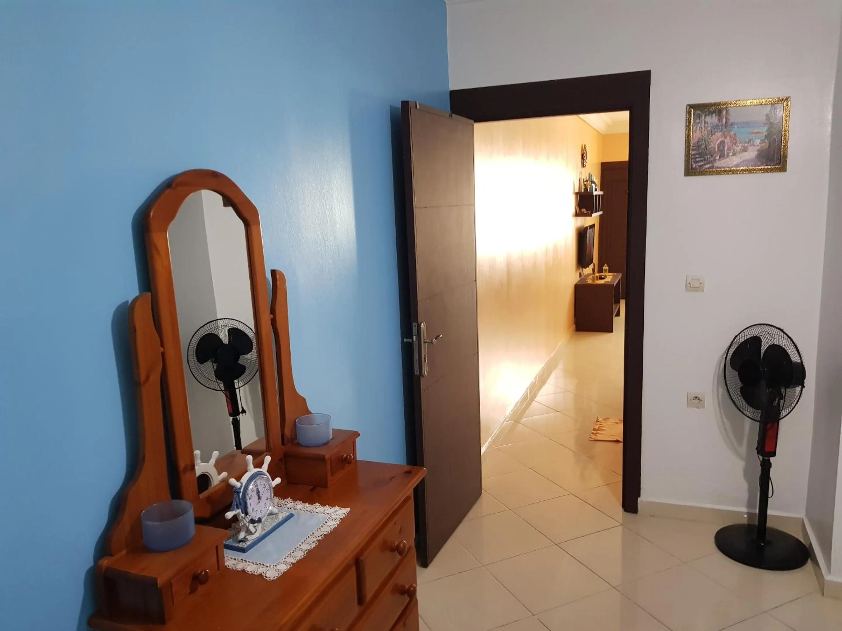 fireplace in Modern Flat with sea view