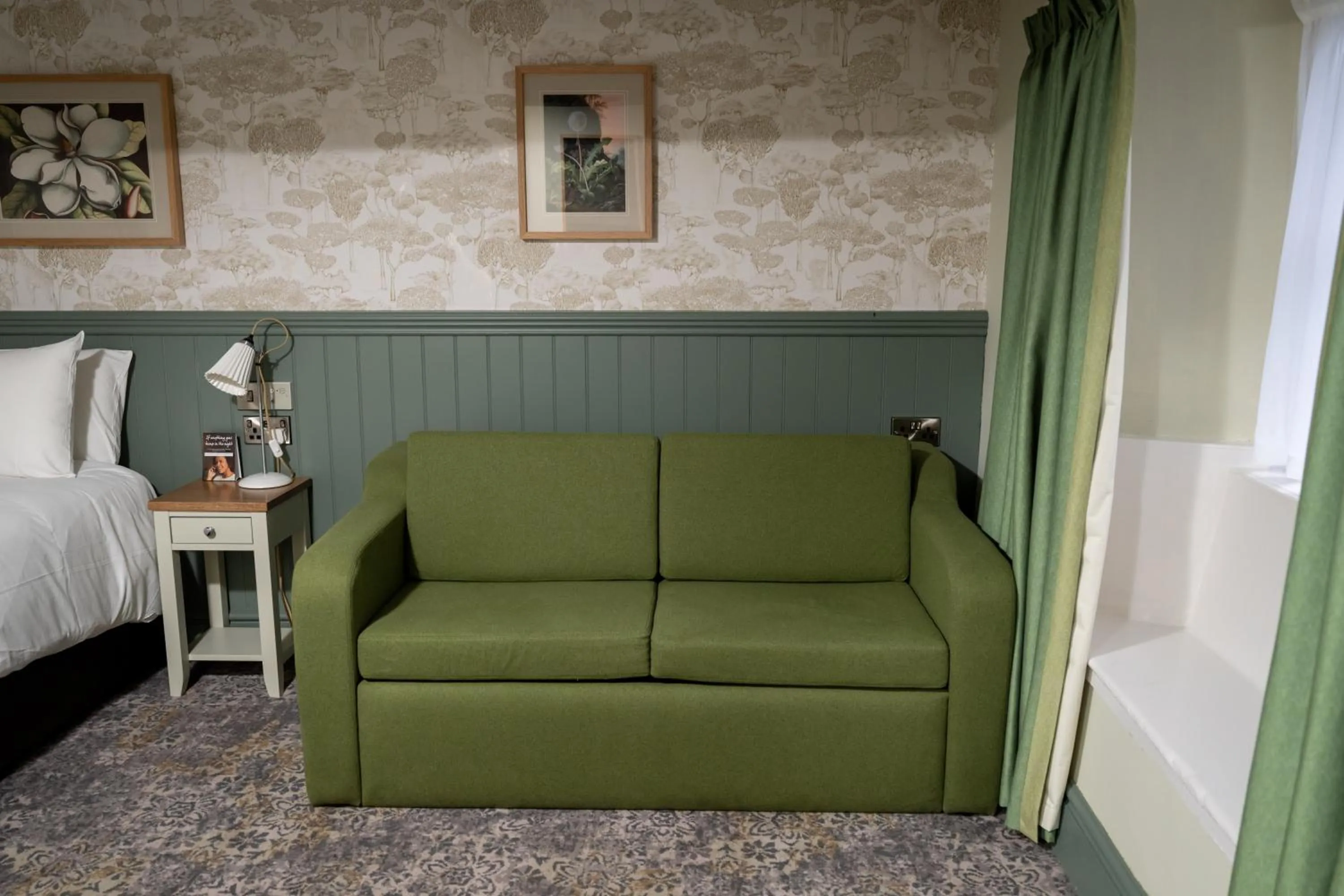 Seating area, Bed in Rockingham Arms By Greene King Inns