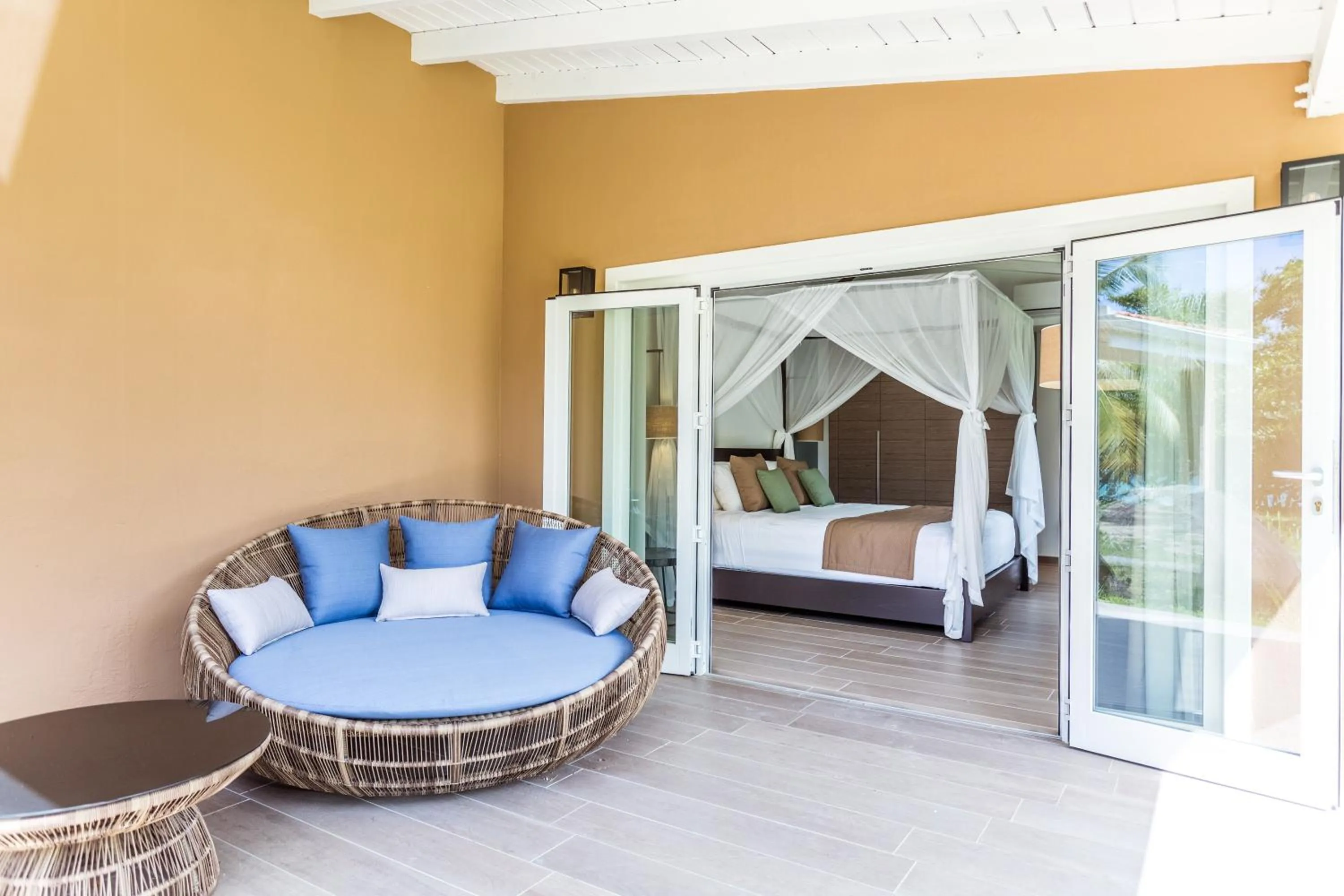 Patio, Bed in Wyndham Tortola BVI Lambert Beach Resort