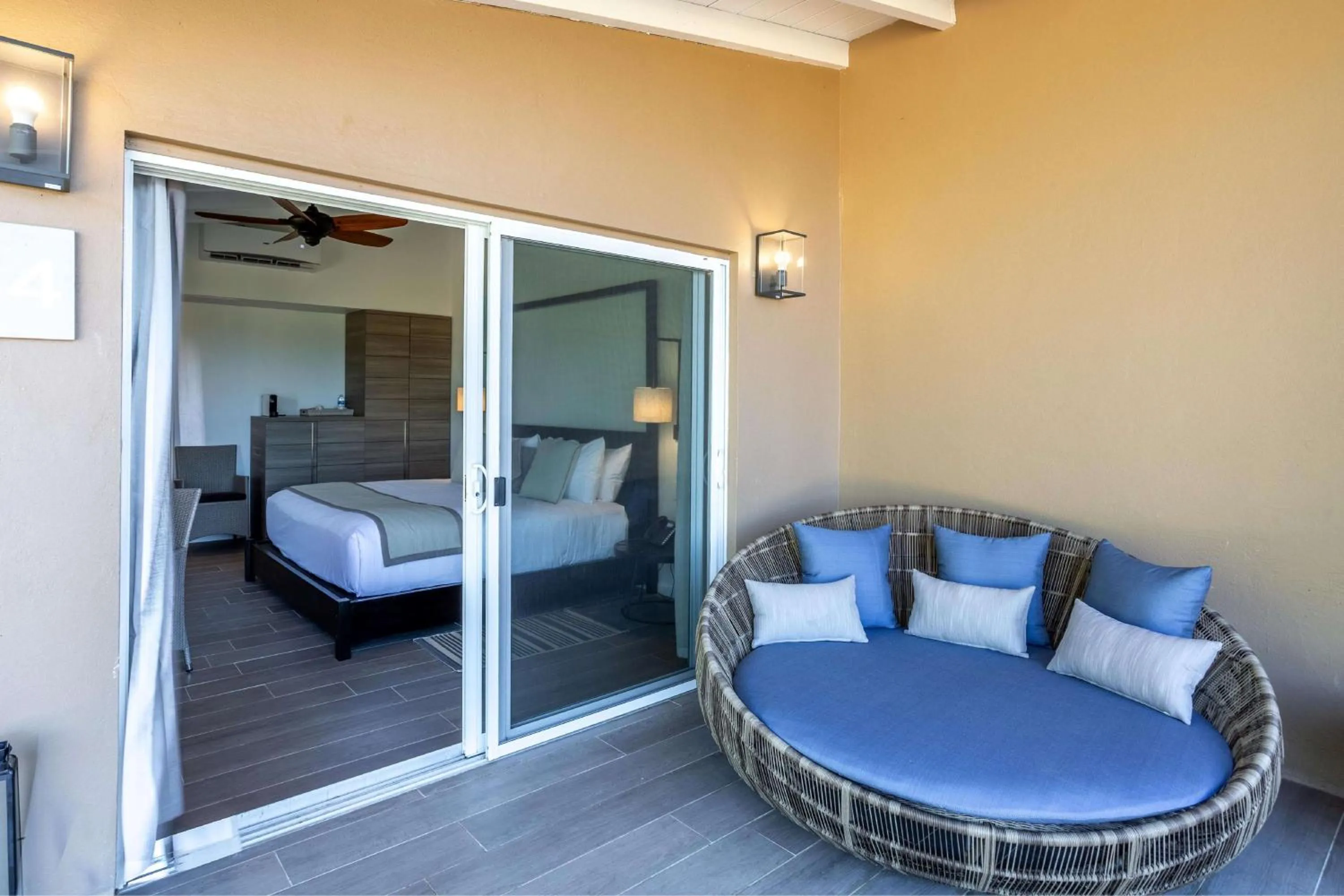 Patio, Bed in Wyndham Tortola BVI Lambert Beach Resort