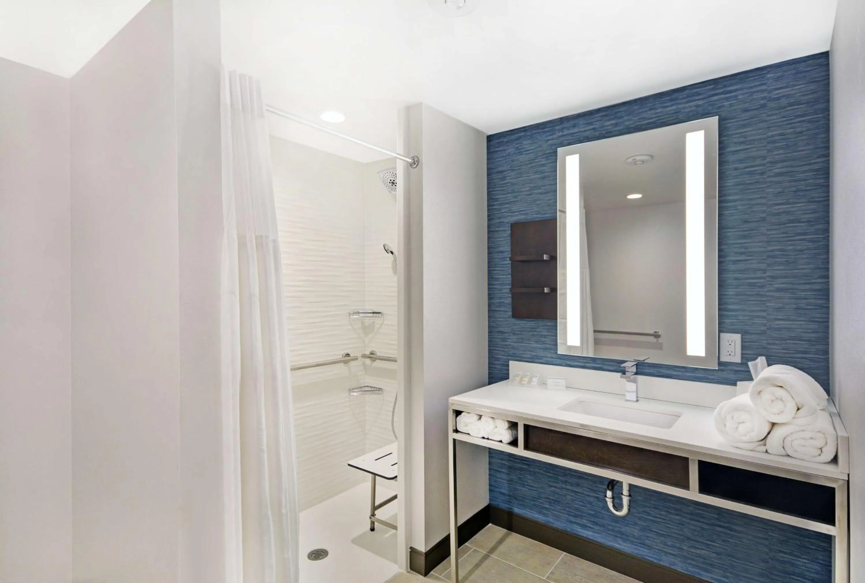 Bathroom, Bed in Hilton Garden Inn Houston Hobby Airport