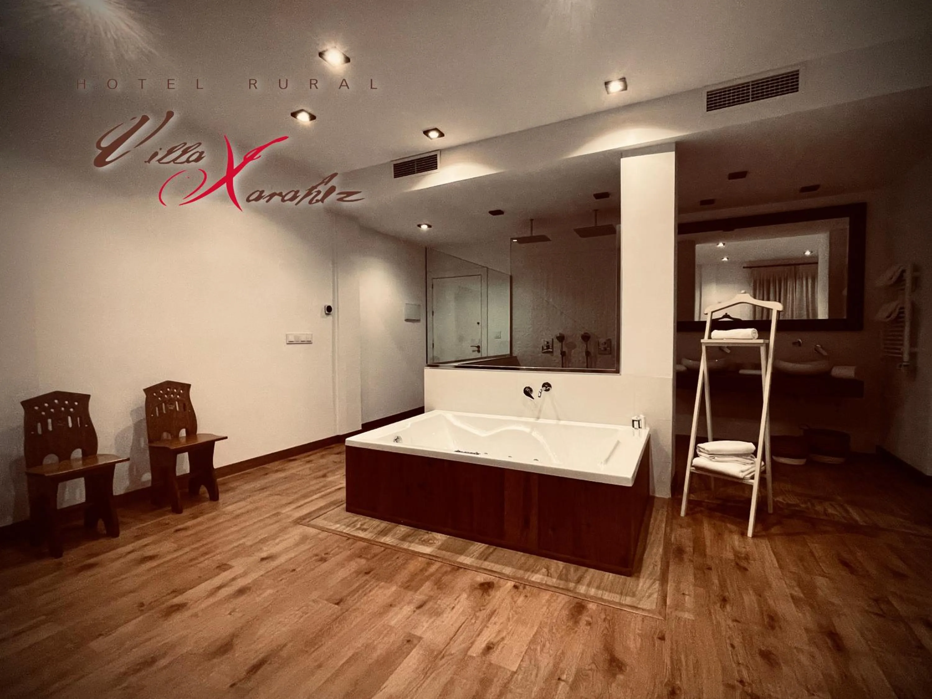 Bathroom, Bed in Villa Xarahiz