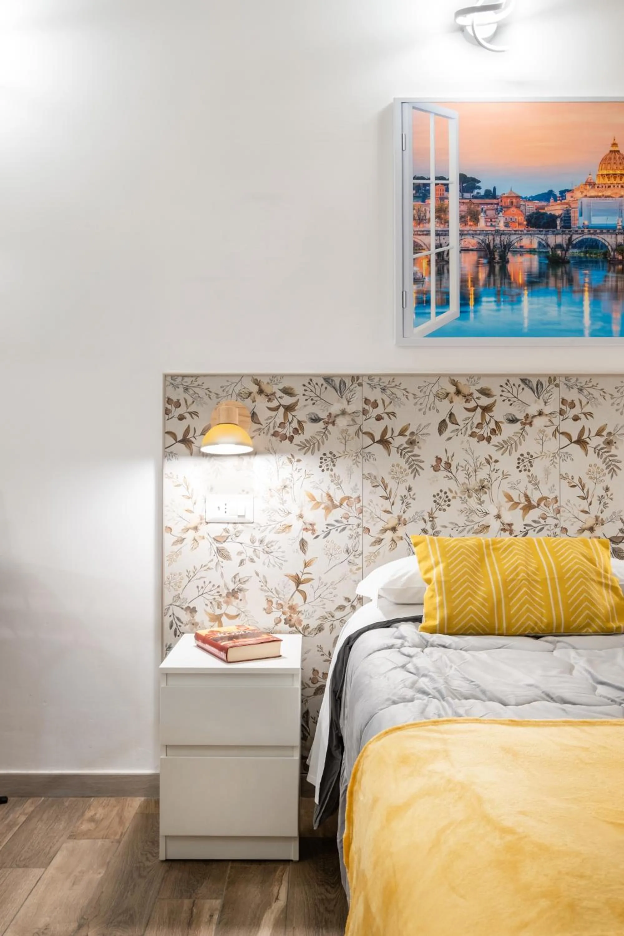 Decorative detail, Bed in Vatican36 Guest House