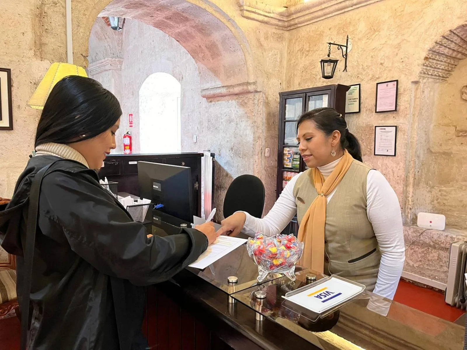 Lobby or reception in Hotel Los Tambos Colonial