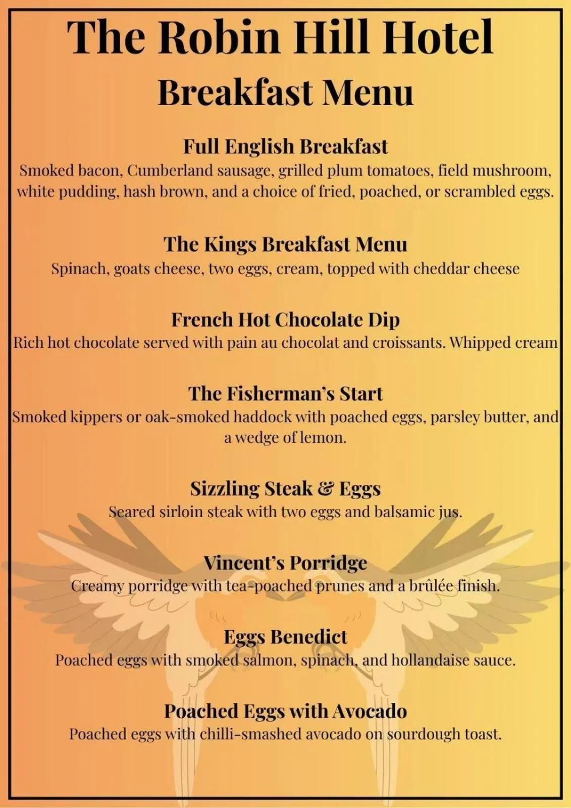 Breakfast in The Robin Hill