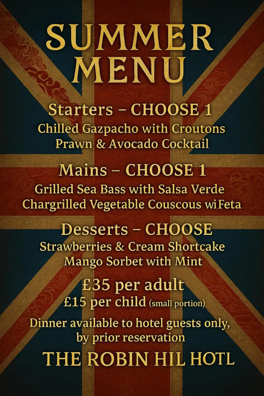 Dinner in The Robin Hill