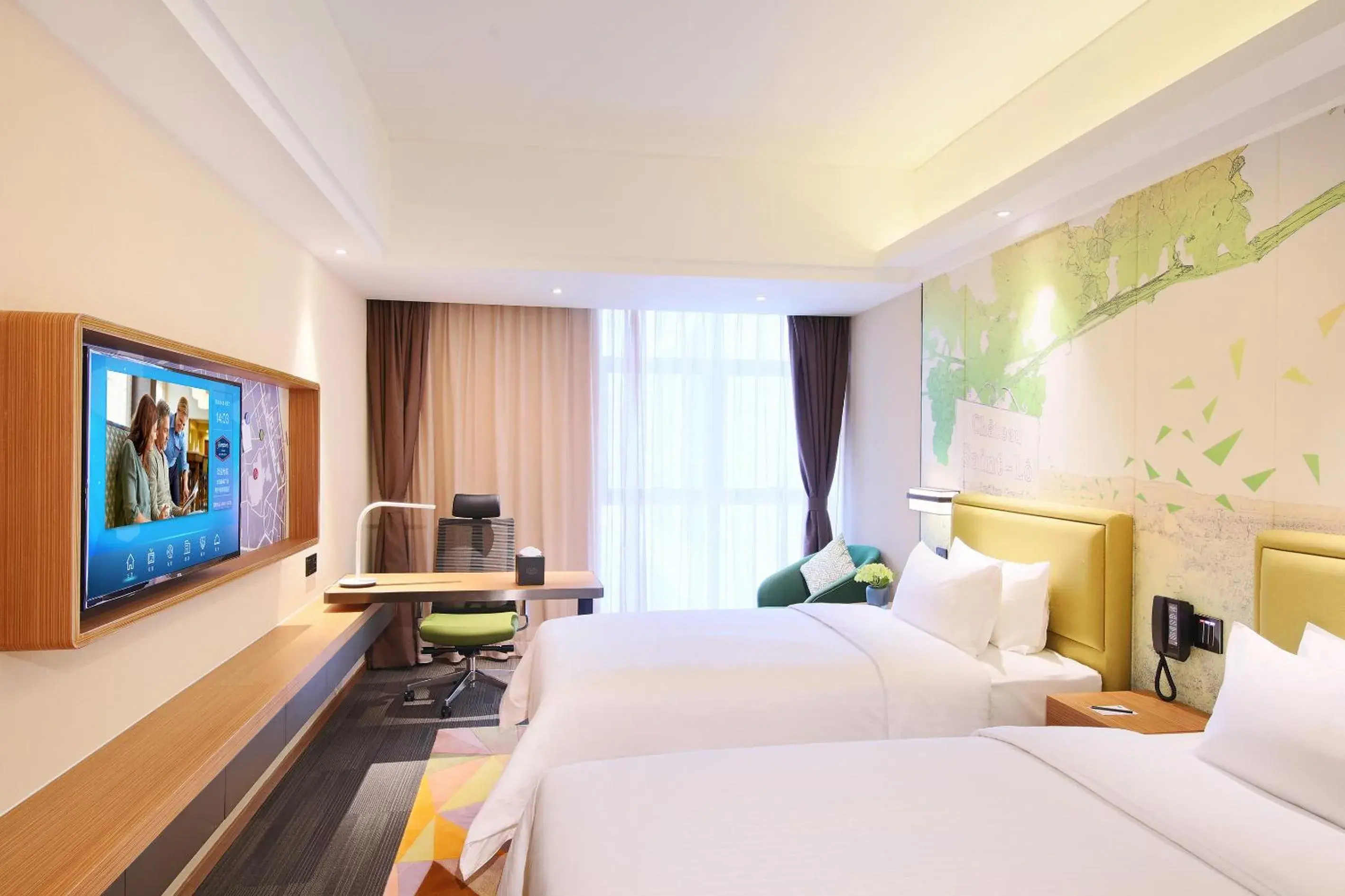 Superior Twin Room with Lake View in Hampton by Hilton Zhuhai Cheng Feng Plaza Superior Twin Room with Lake View in Hampton by Hilton Zhuhai Cheng Feng Plaza