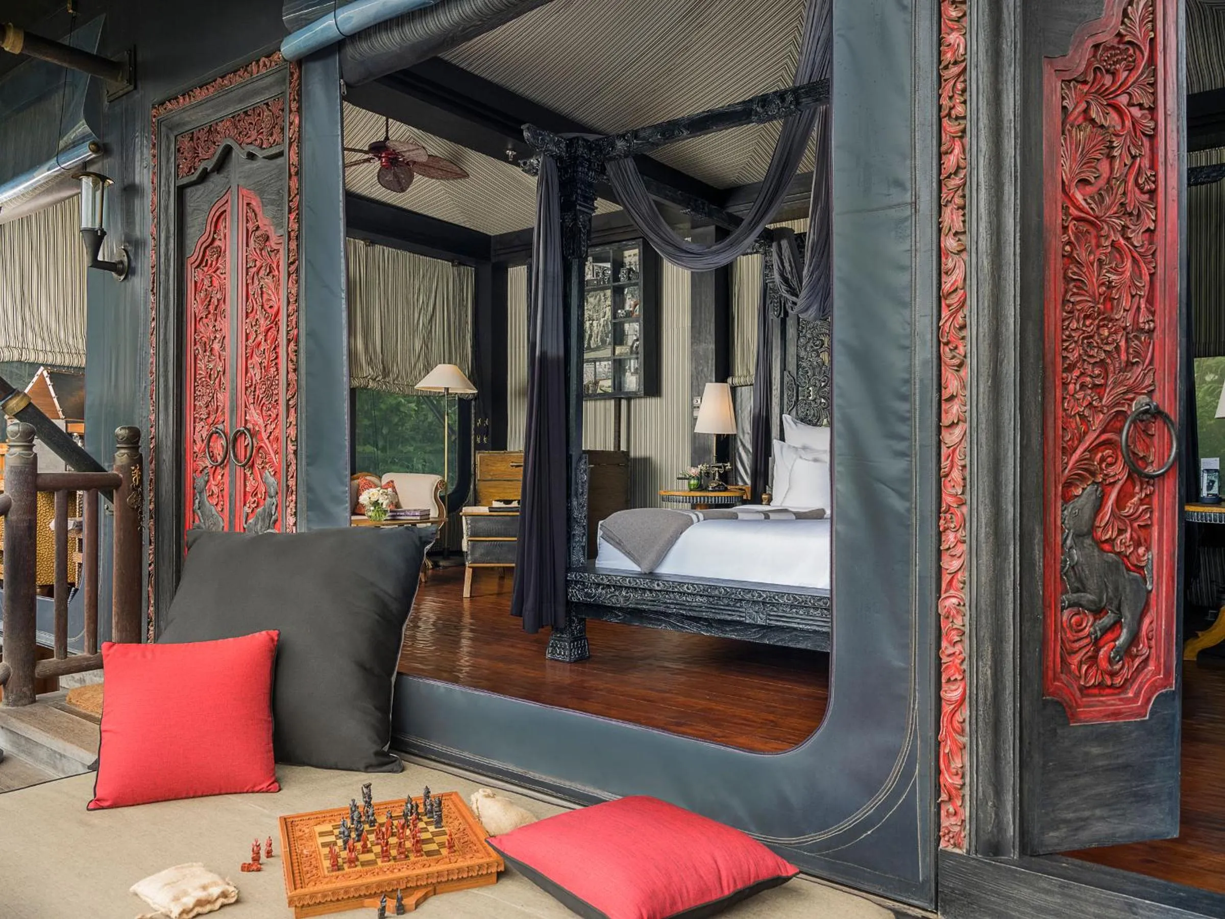 Living room, Bed in Capella Ubud, Bali