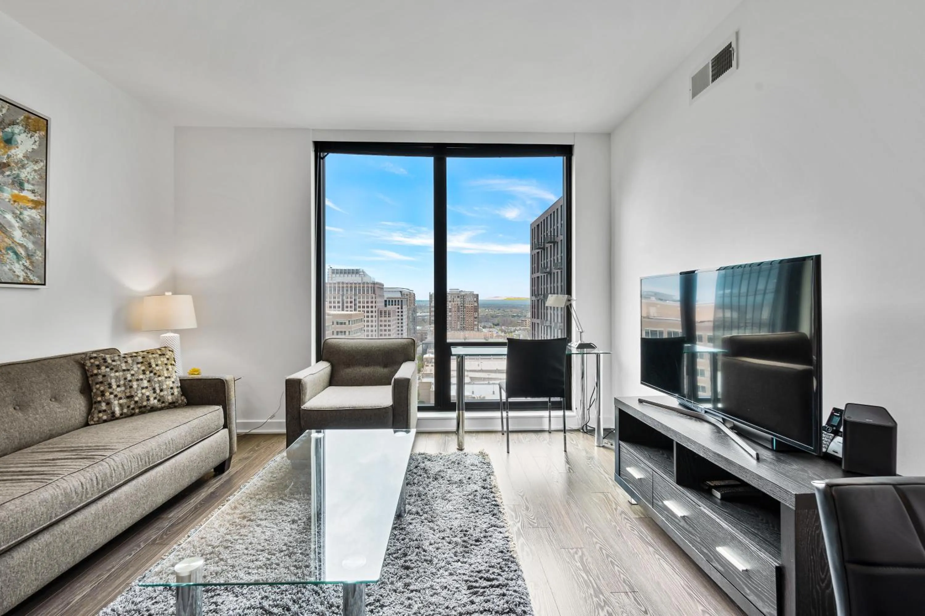 Living room in Global Luxury Suites at Reston Town Center