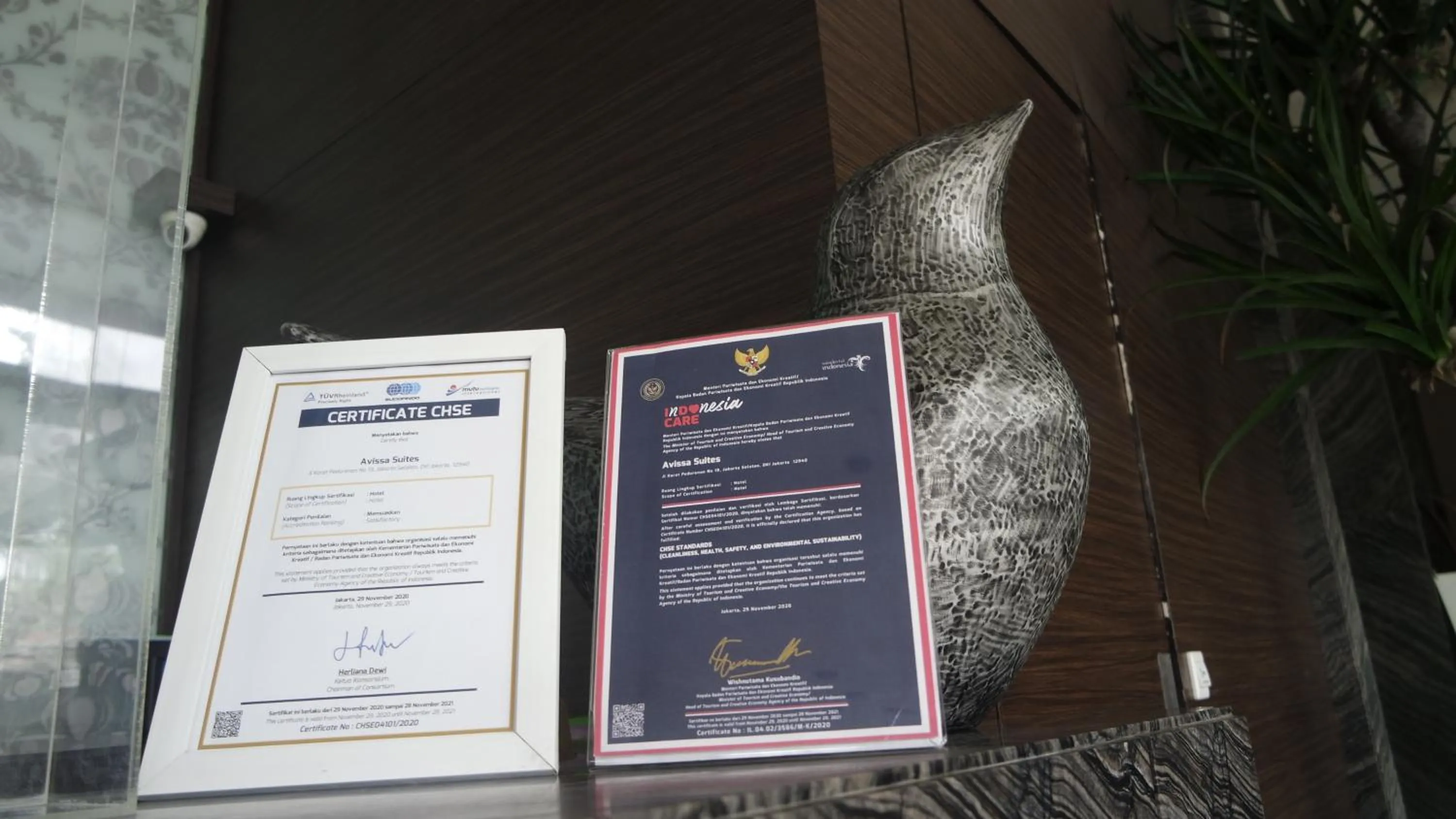 Certificate/Award in Avissa Suites