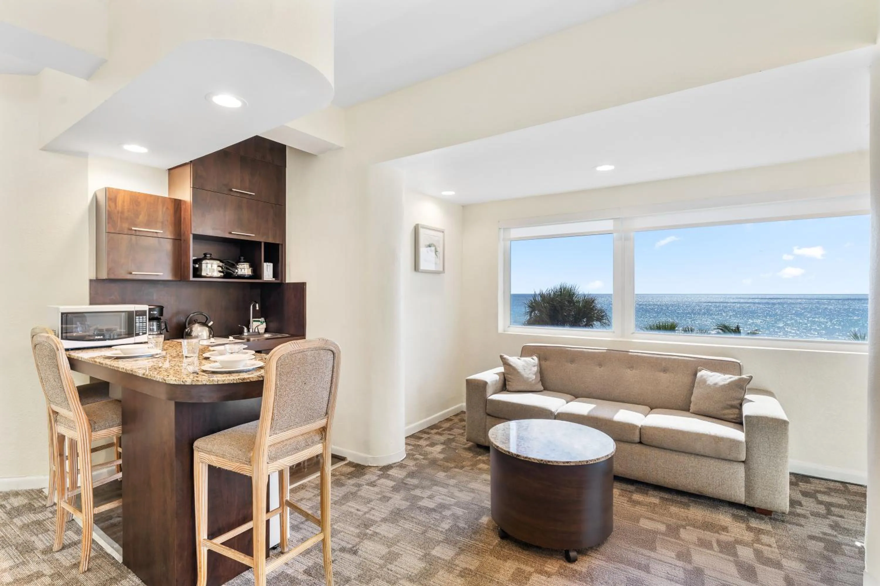 Kitchen or kitchenette in Crystal Beach Suites Miami Oceanfront Hotel