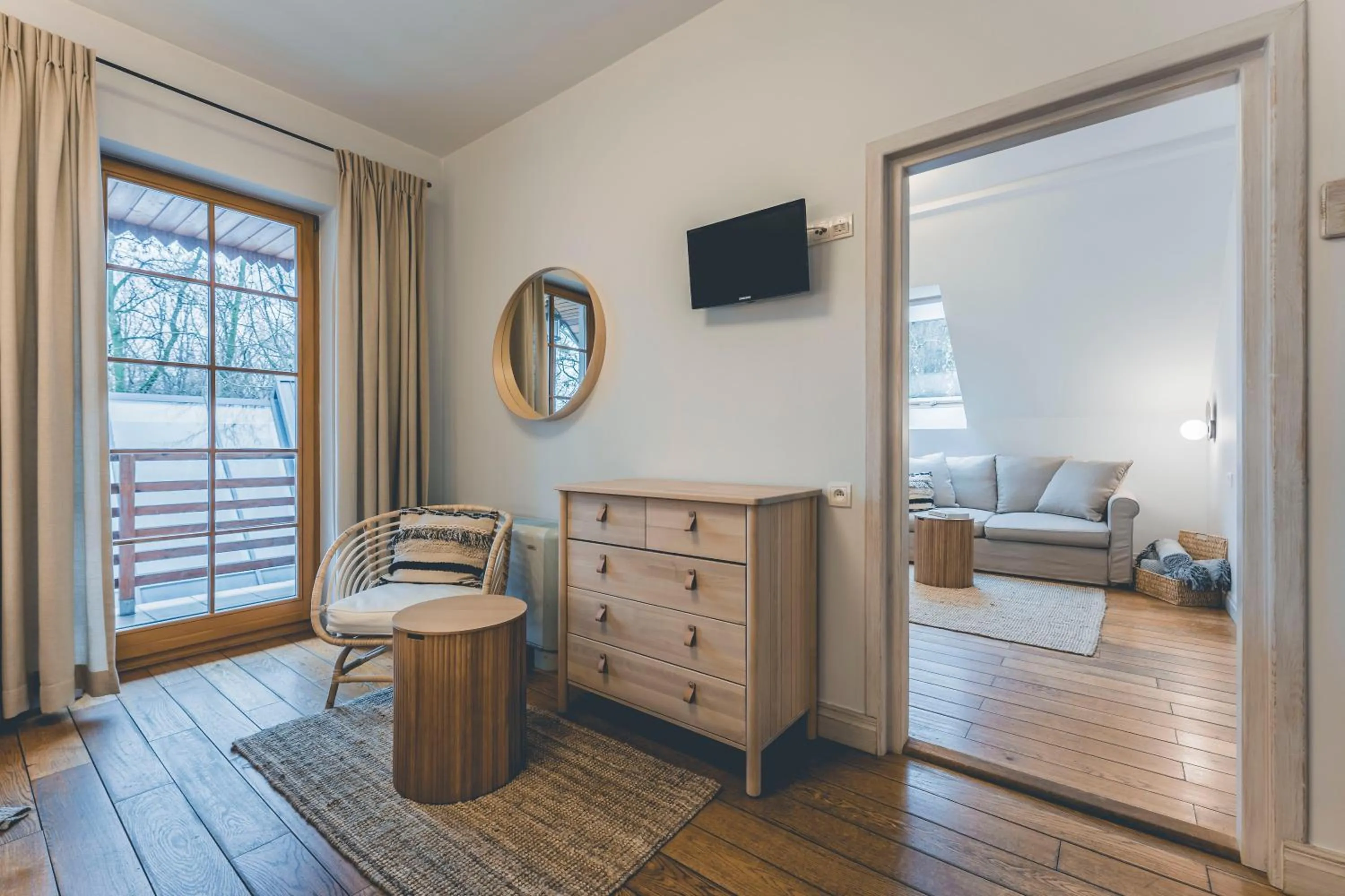 Seating area, Bed in Łubinowe Wzgórze - Wioska Zdrowia