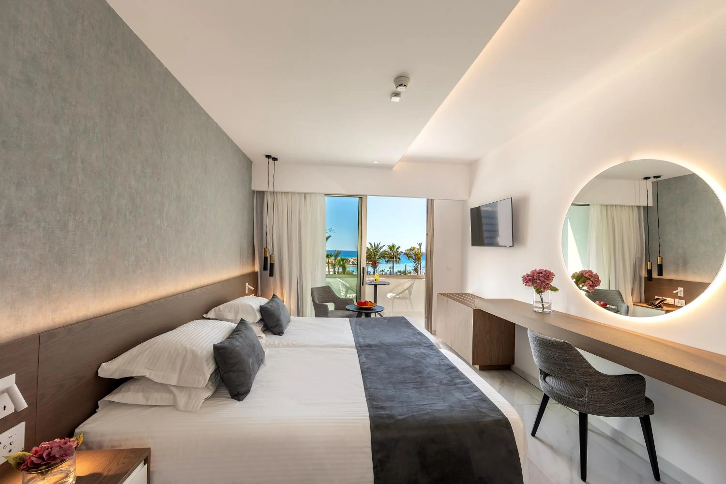 View (from property/room), Bed in Pavlo Napa Beach Hotel