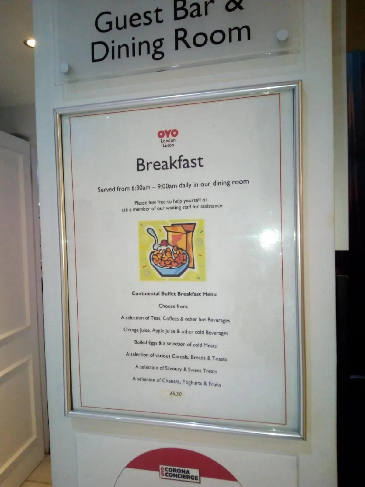 Continental breakfast in OYO London Luton