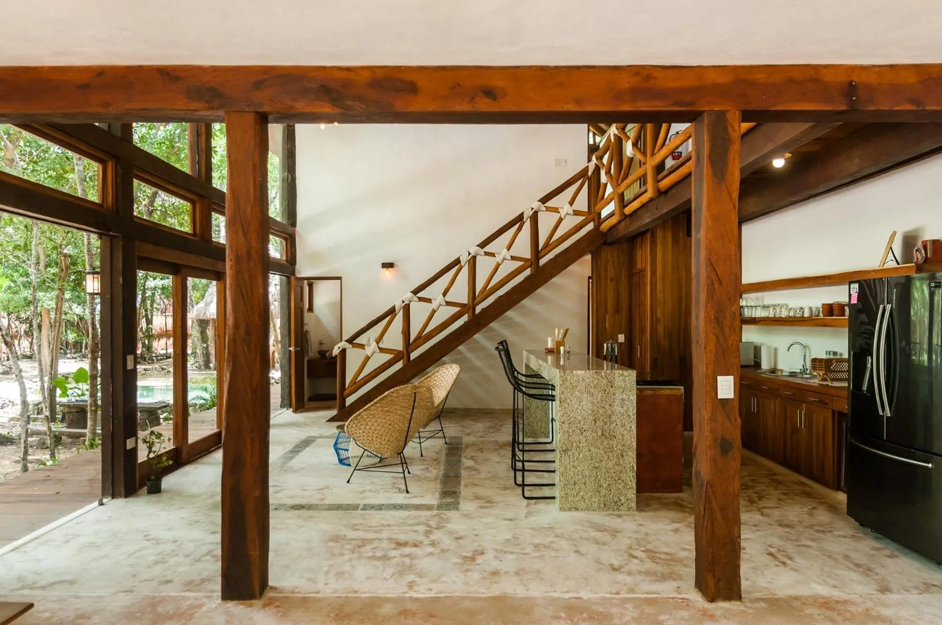 Kitchen or kitchenette in Jungle Chic Villa in Chemuyil