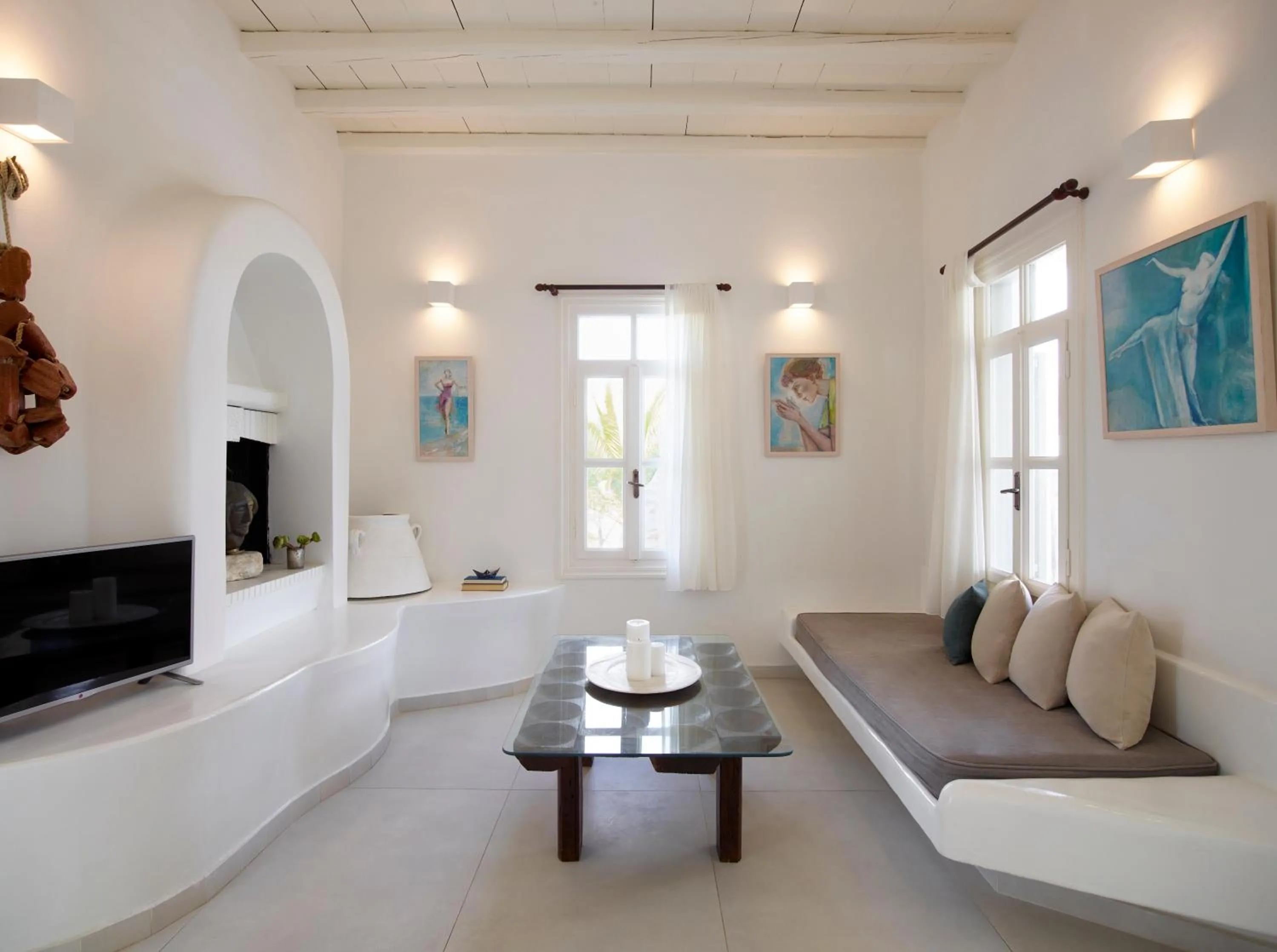 Living room in Kallos of Mykonos - previous Leonis Summer Houses