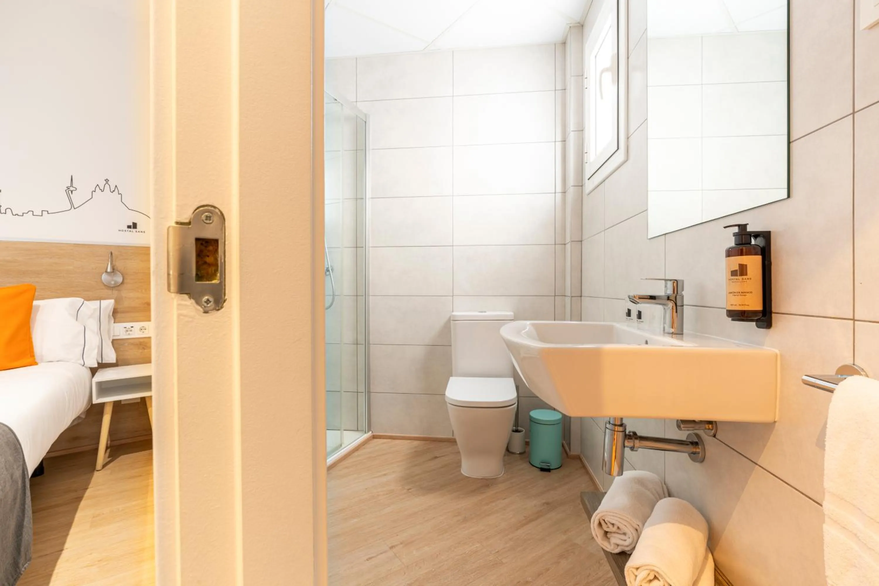 Bathroom, Bed in Hostal Sans