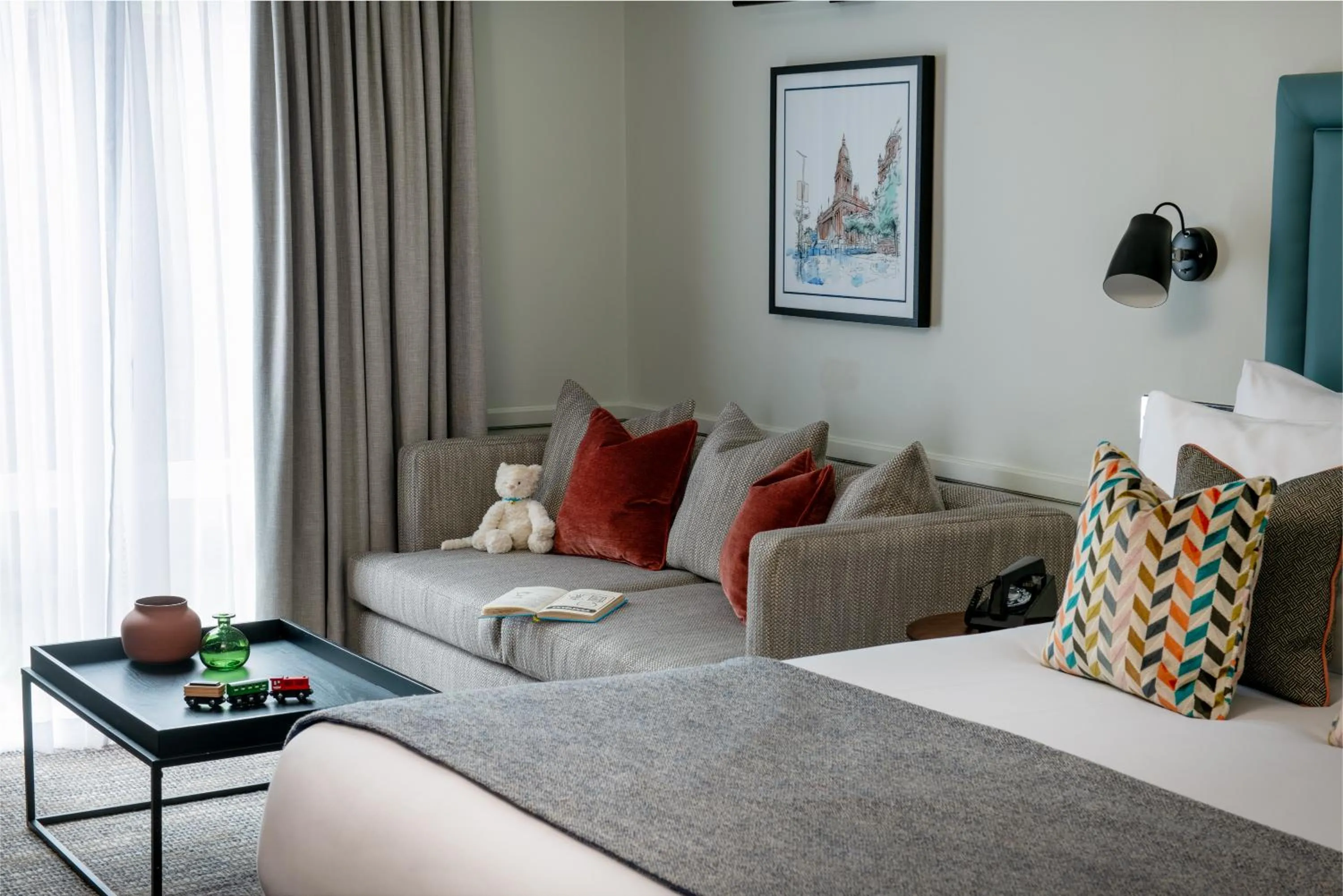 Seating area, Bed in Thorpe Park Hotel and Spa