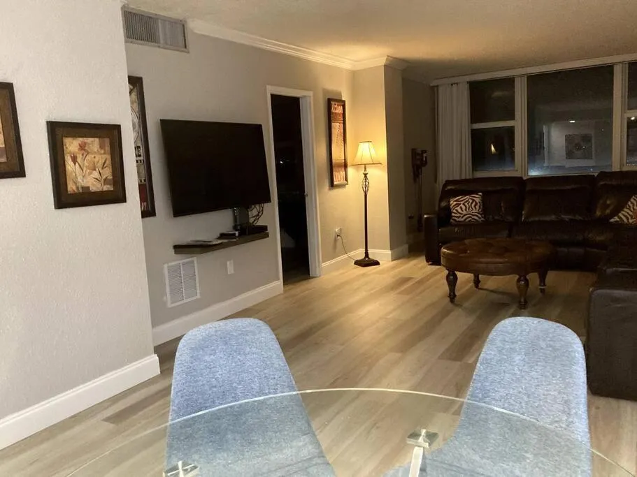 TV and multimedia in Oceanview on SAND located in Ocean Manor Resort Fort Lauderdale Beach 2 bed 2 bath spacious corner unit partial ocean view