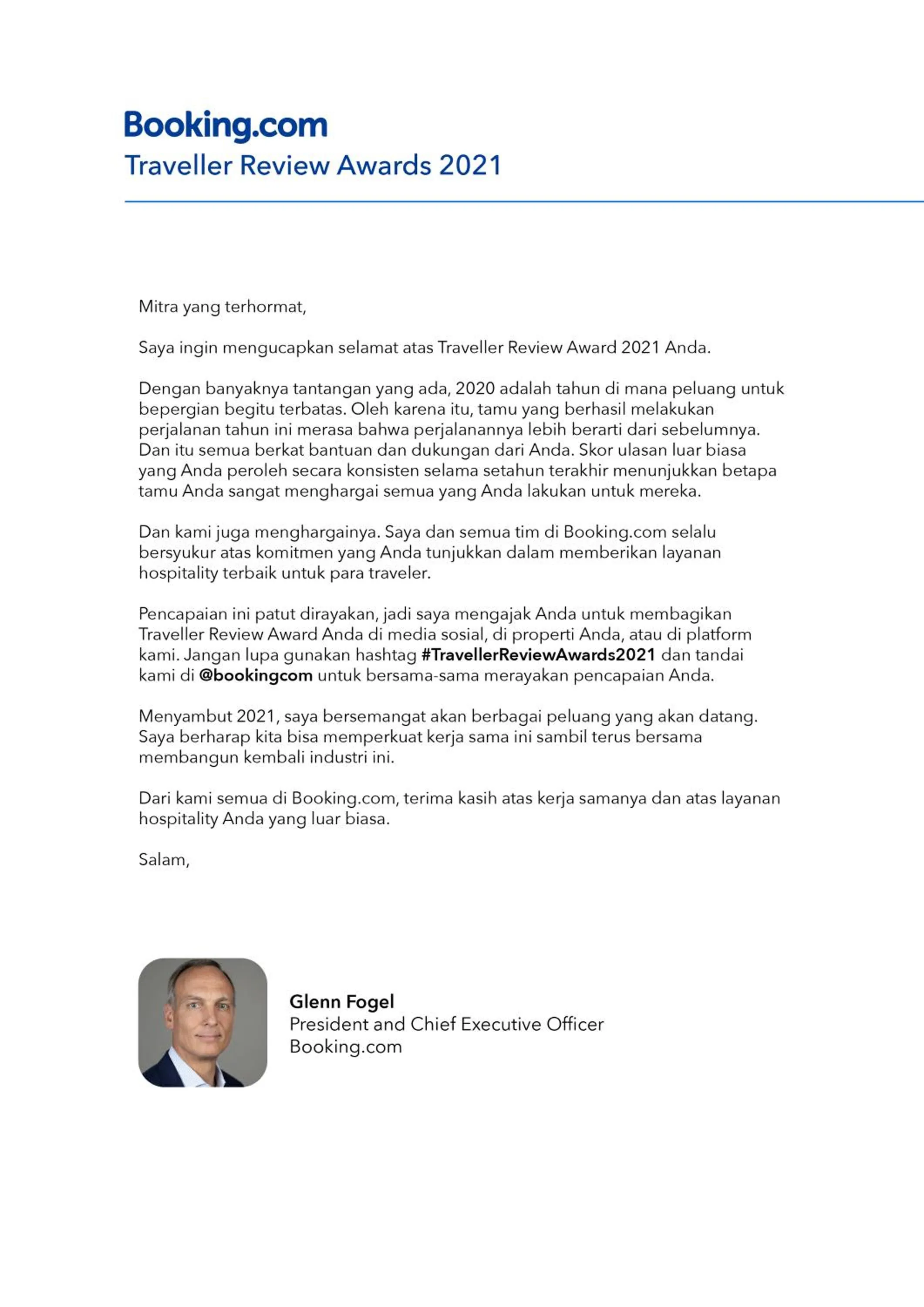 Certificate/Award in Bali Asli Lodge by EPS