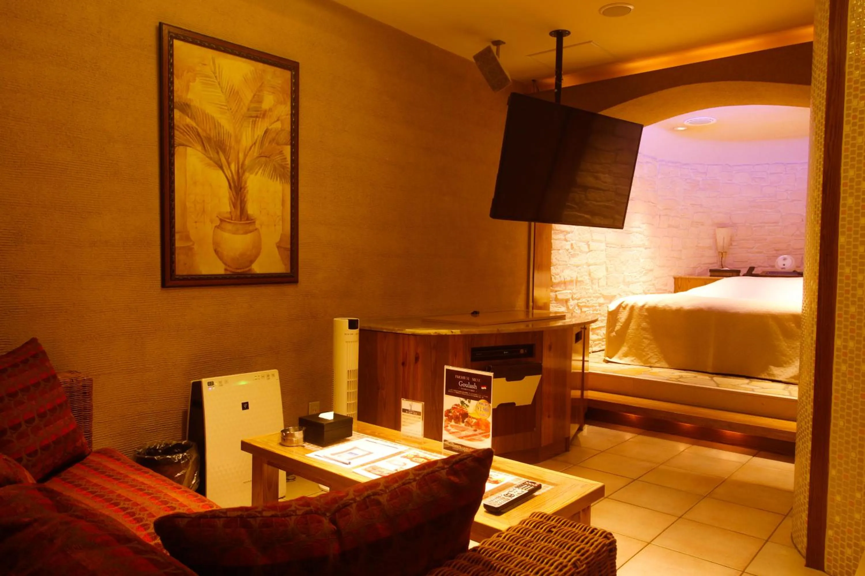 Living room, Bed in WATER HOTEL Cy (Audlt Only)