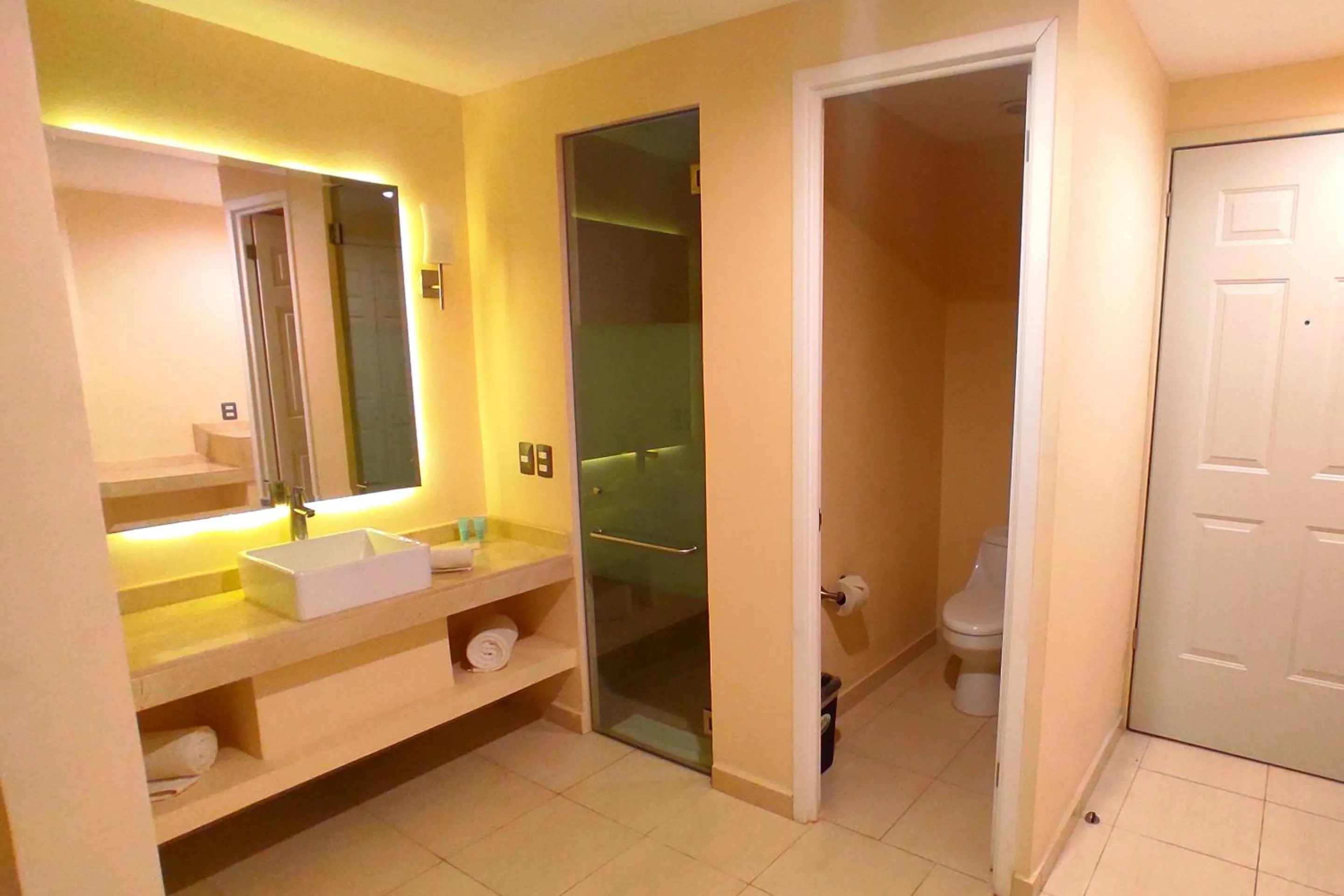Bathroom, Bed in Hotel Real del Bosque Golf and Spa
