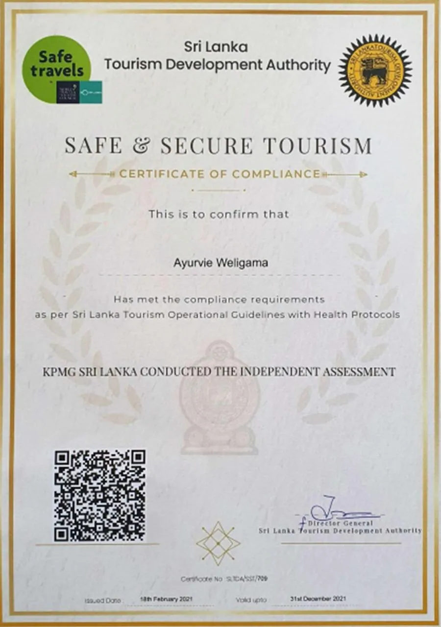 Certificate/Award in Ayurvie Weligama - Ayurvedic Retreat by Thema Collection