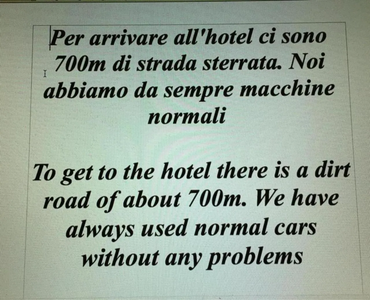 Text overlay in Hotel Giogliano