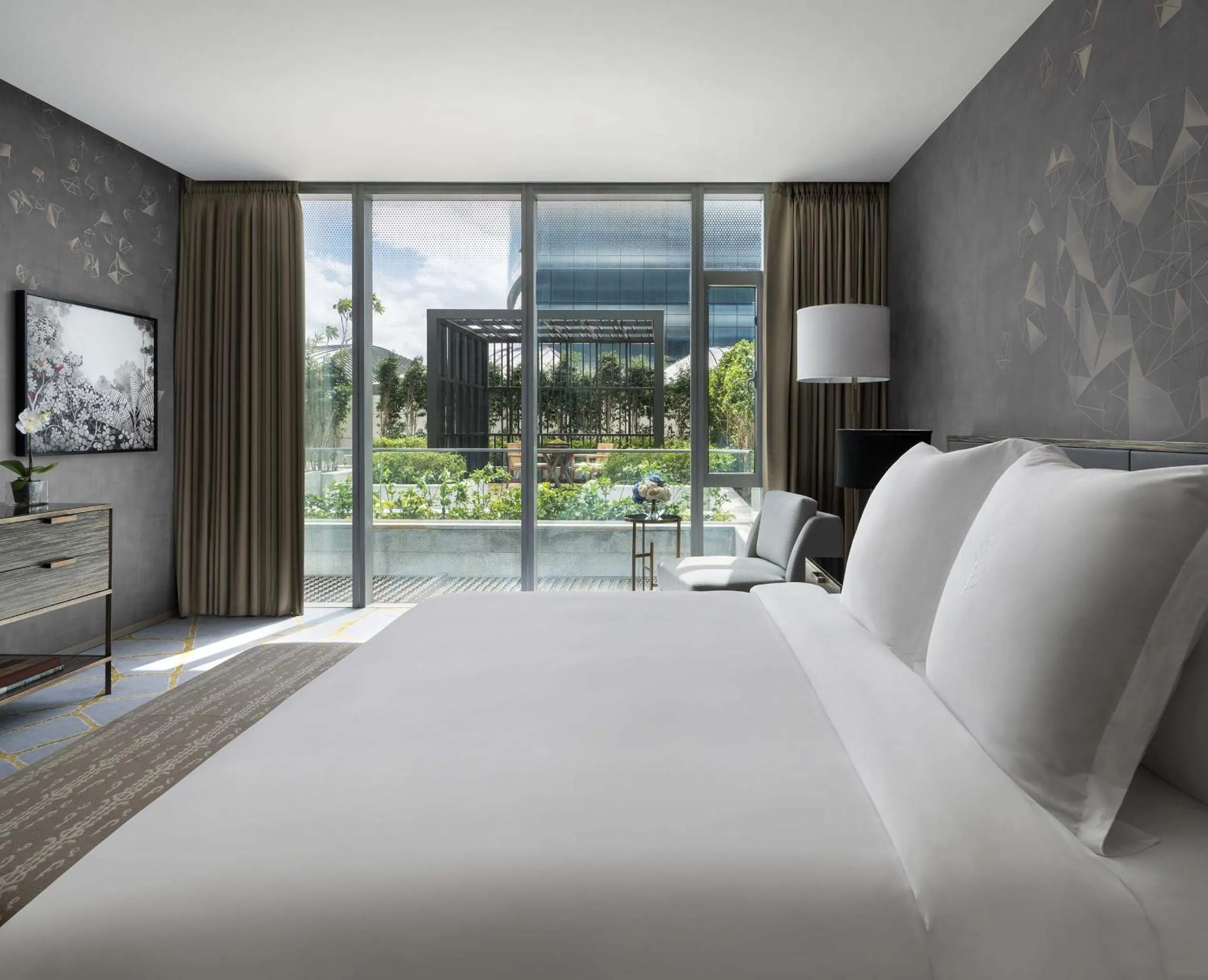 Patio, Bed in Four Seasons Hotel Bengaluru at Embassy ONE