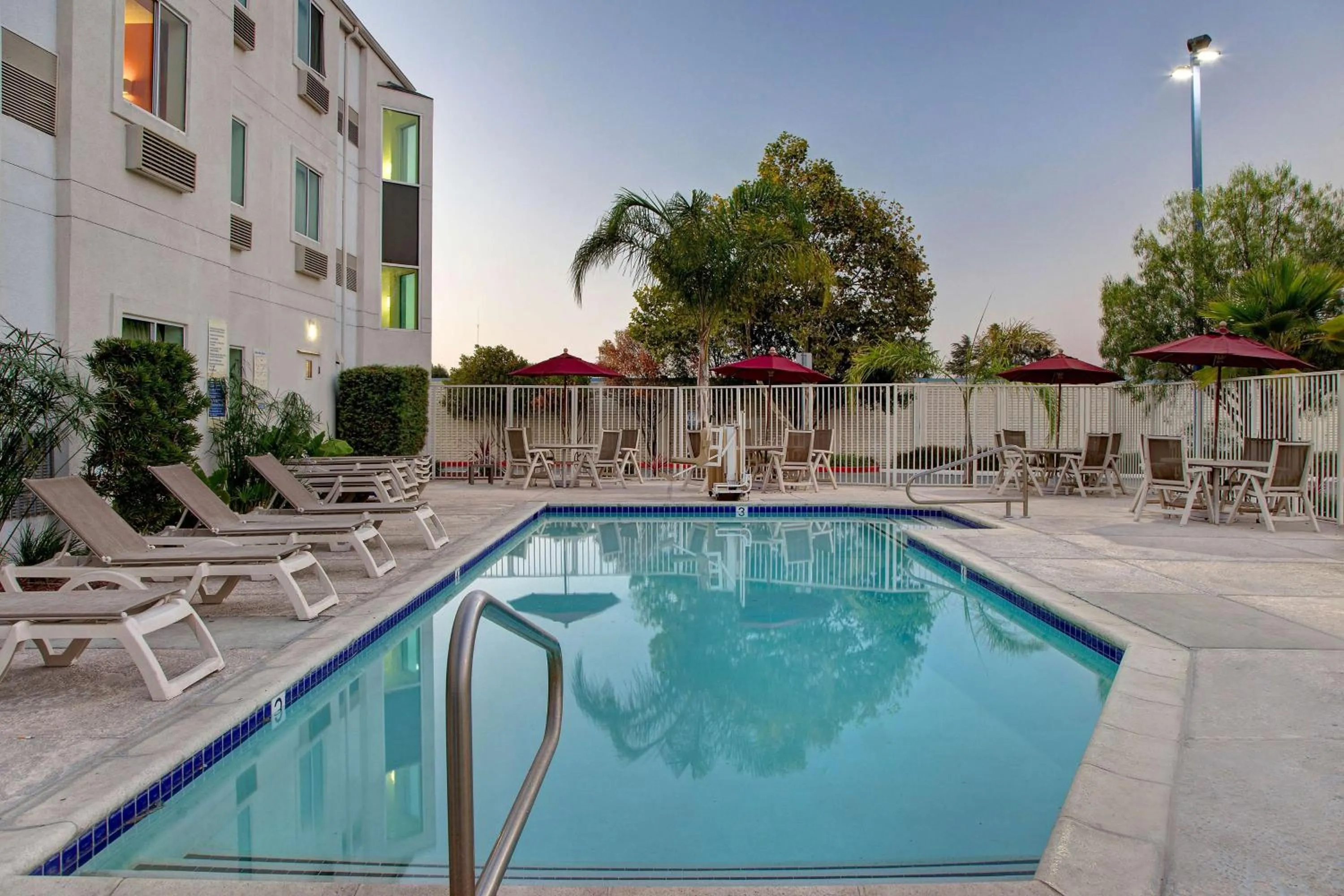 Pool view in Motel 6-Gilroy, CA