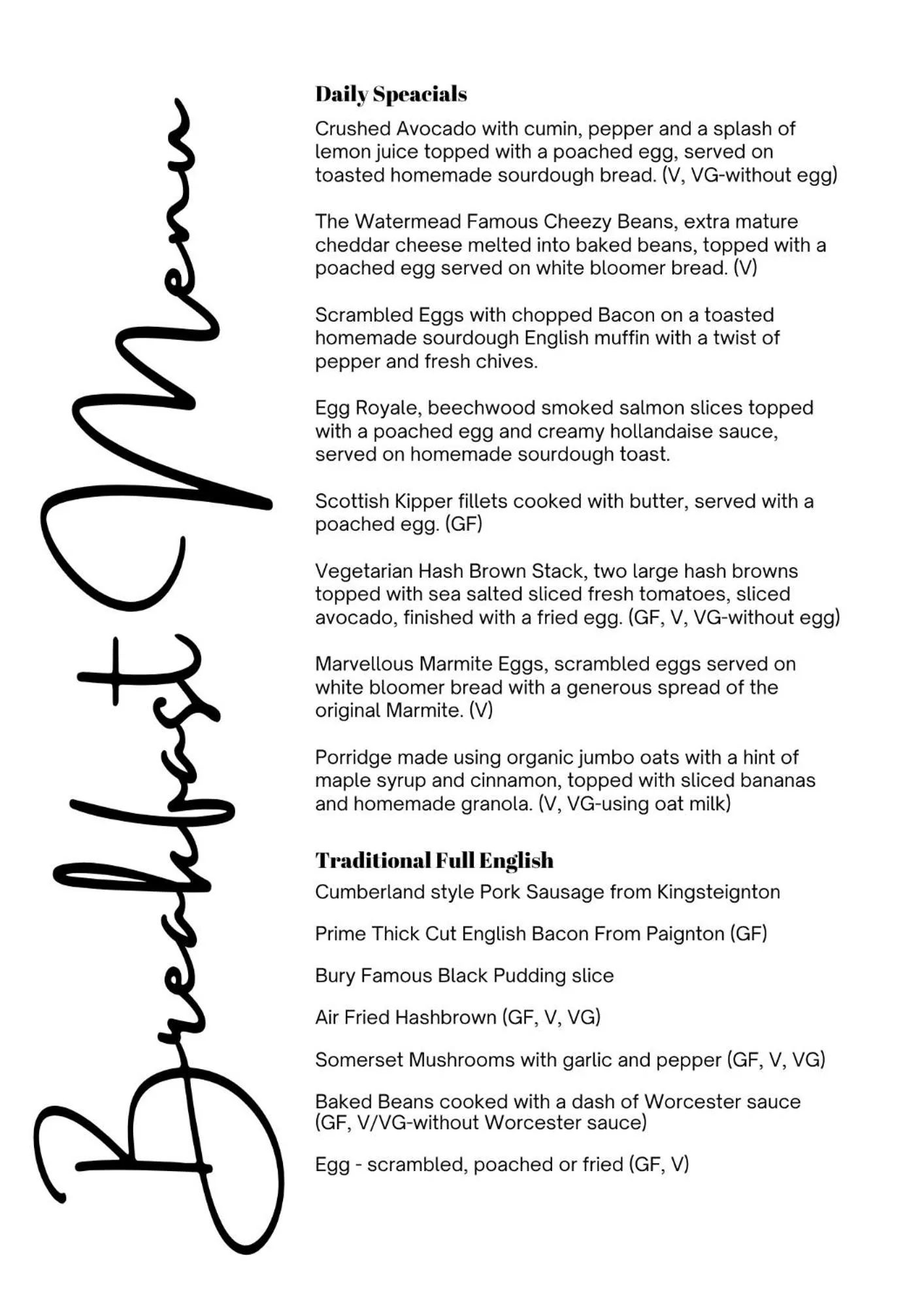 Breakfast in Watermead House