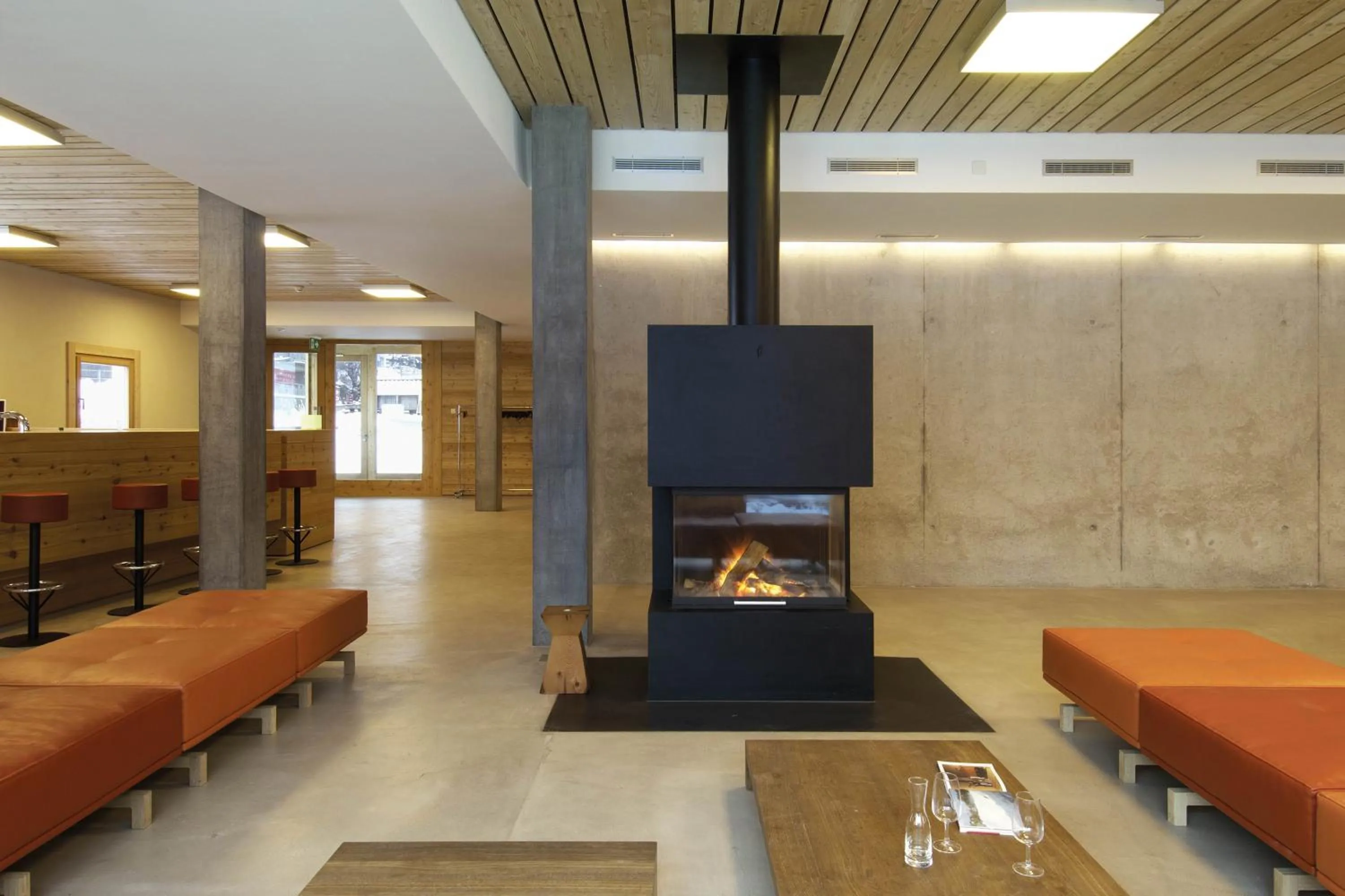 Lobby or reception in Scuol Youth Hostel