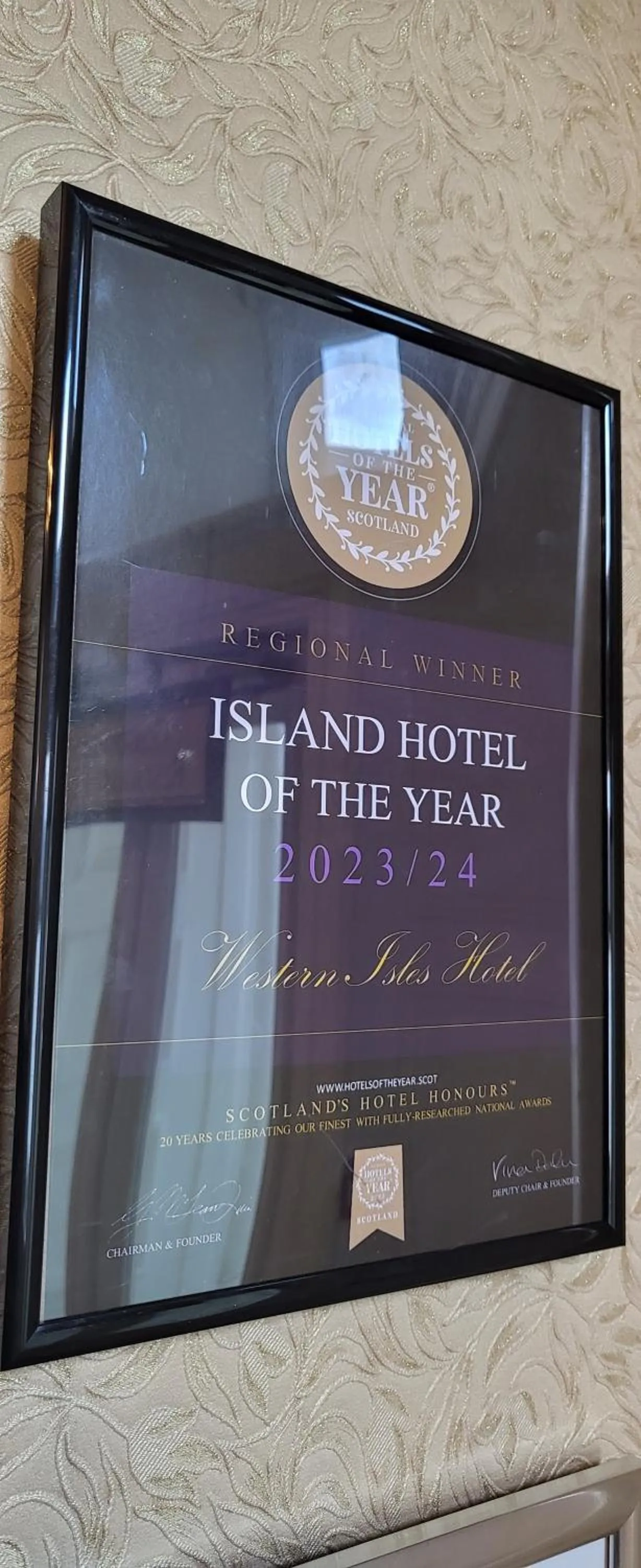 Certificate/Award in Western Isles Hotel