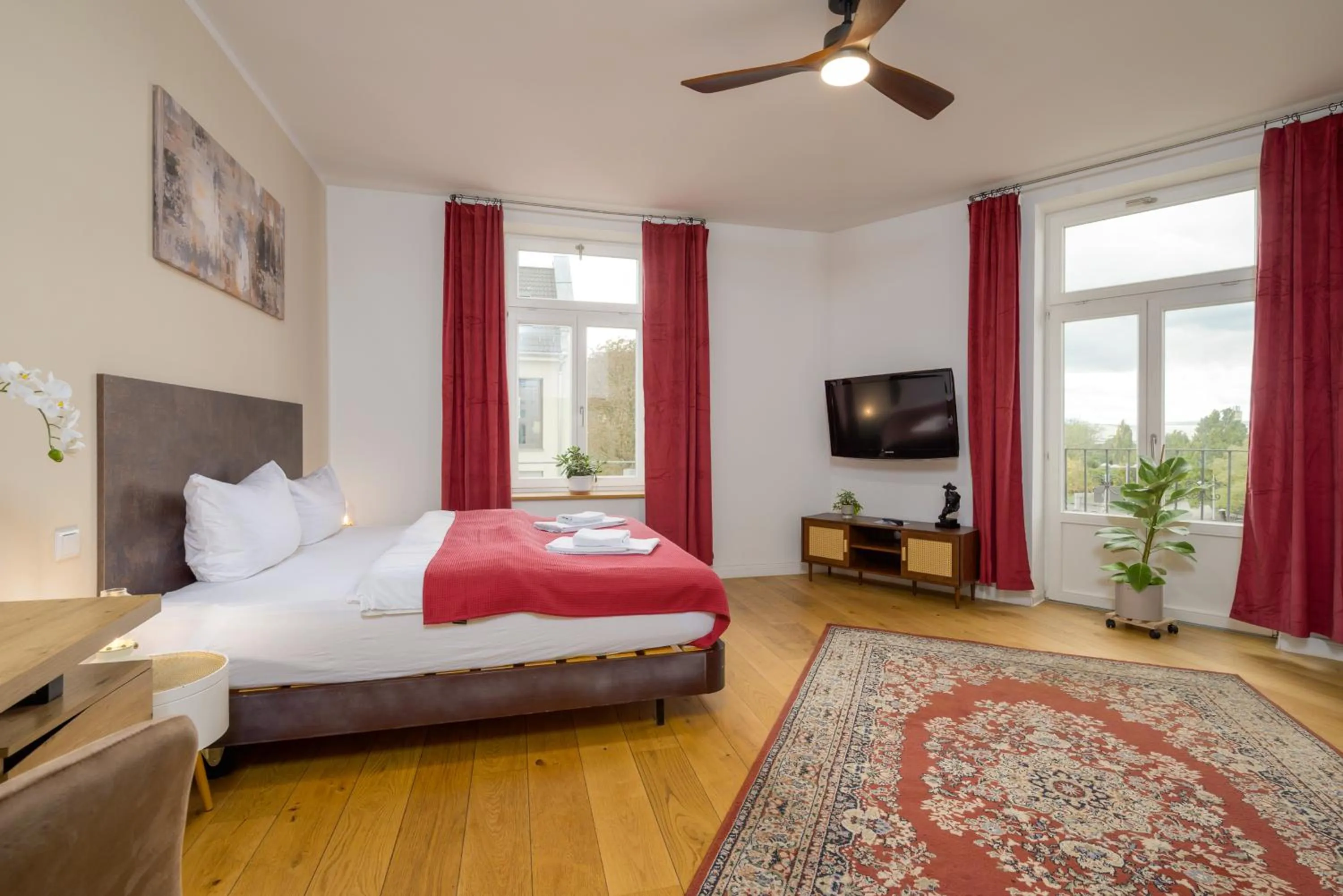 Bedroom, Bed in Apartments an der Arena Leipzig