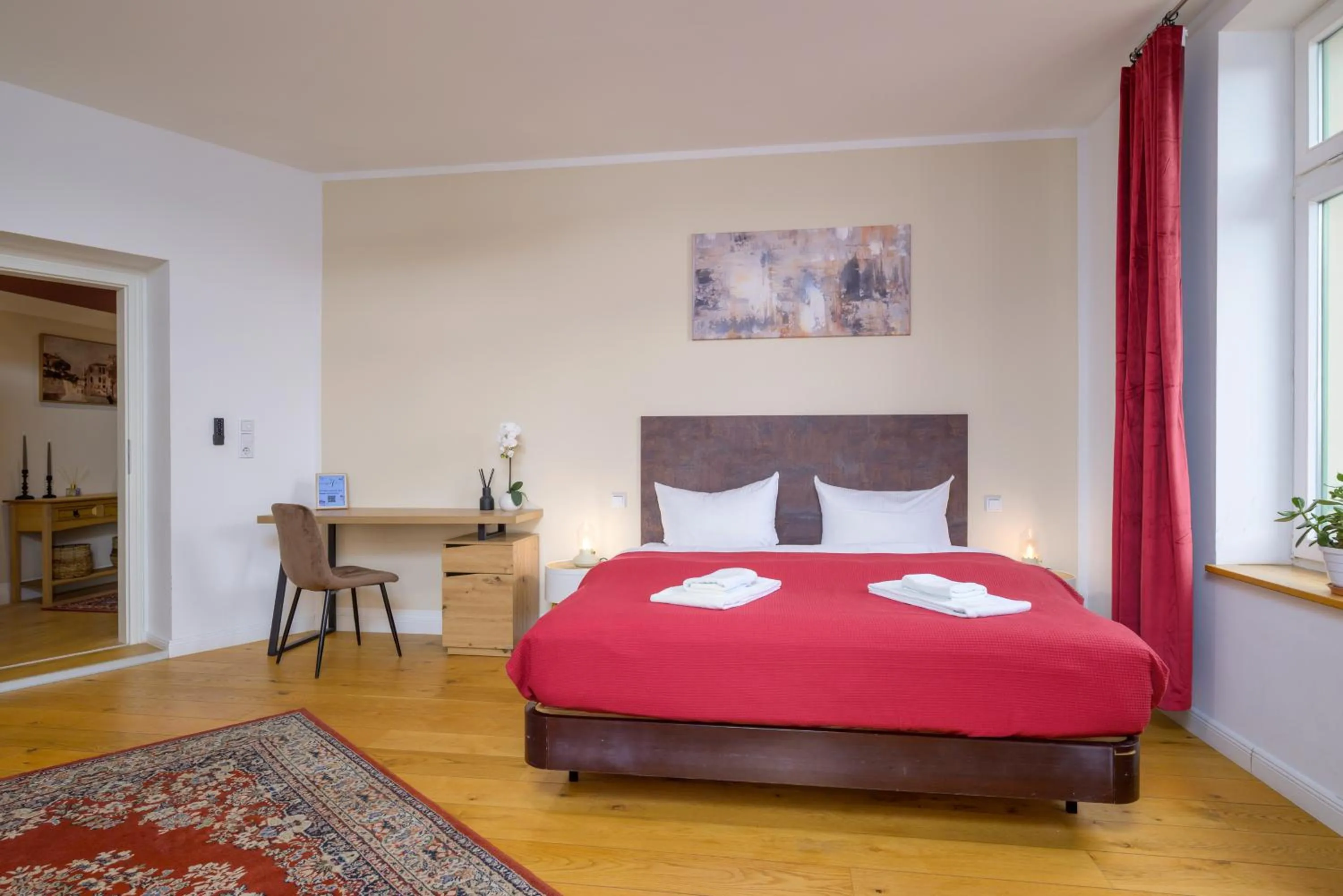 Bedroom, Bed in Apartments an der Arena Leipzig