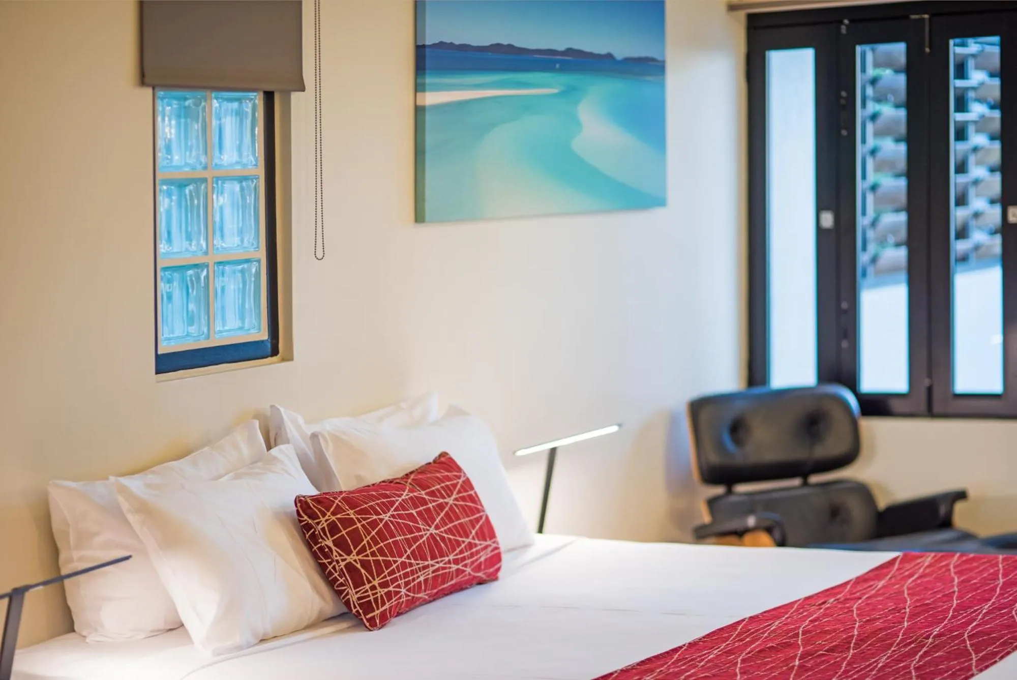 Bedroom, Bed in at Waterfront Whitsunday Retreat - Adults Only