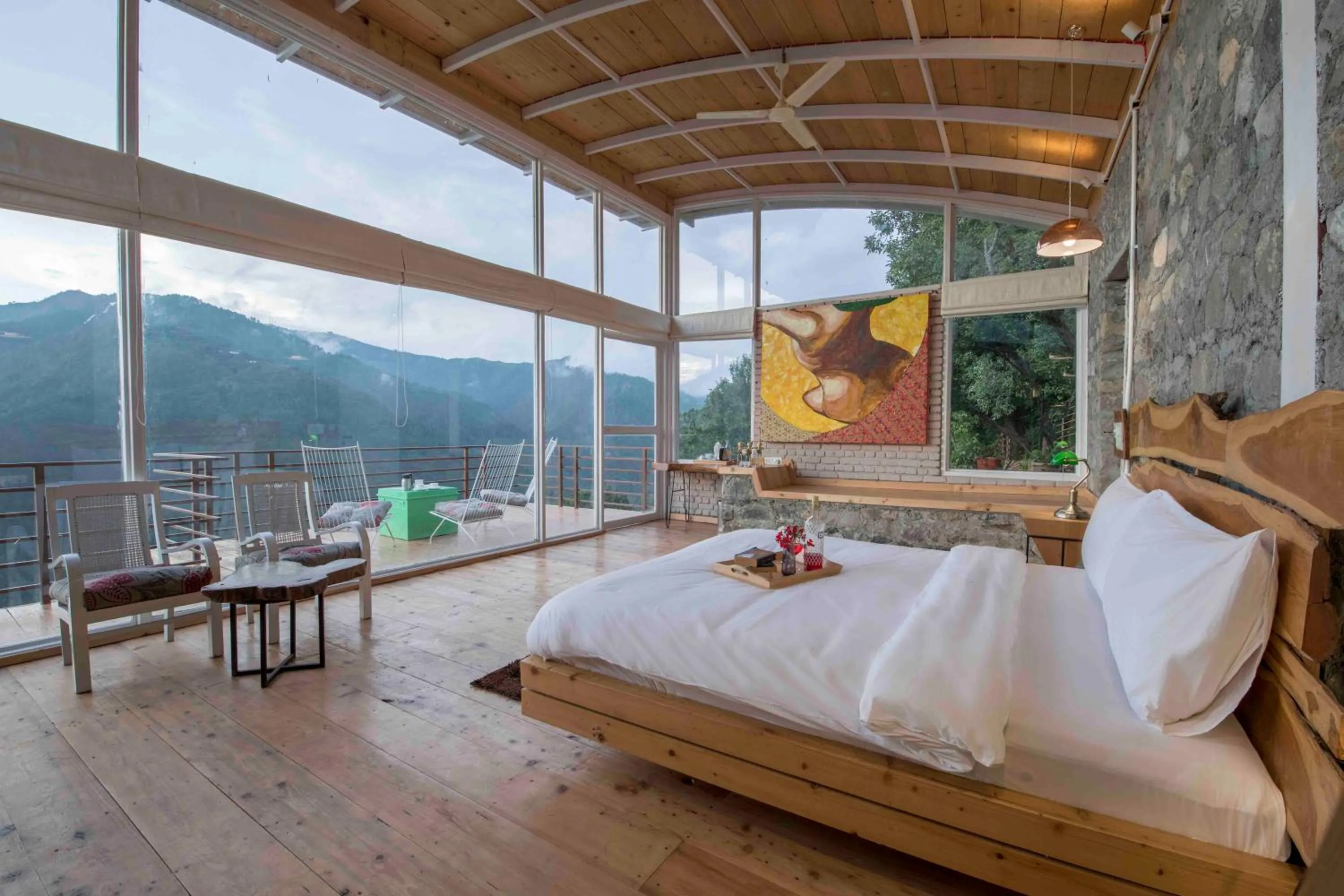 Bedroom in Seclude Ramgarh Cliff's edge