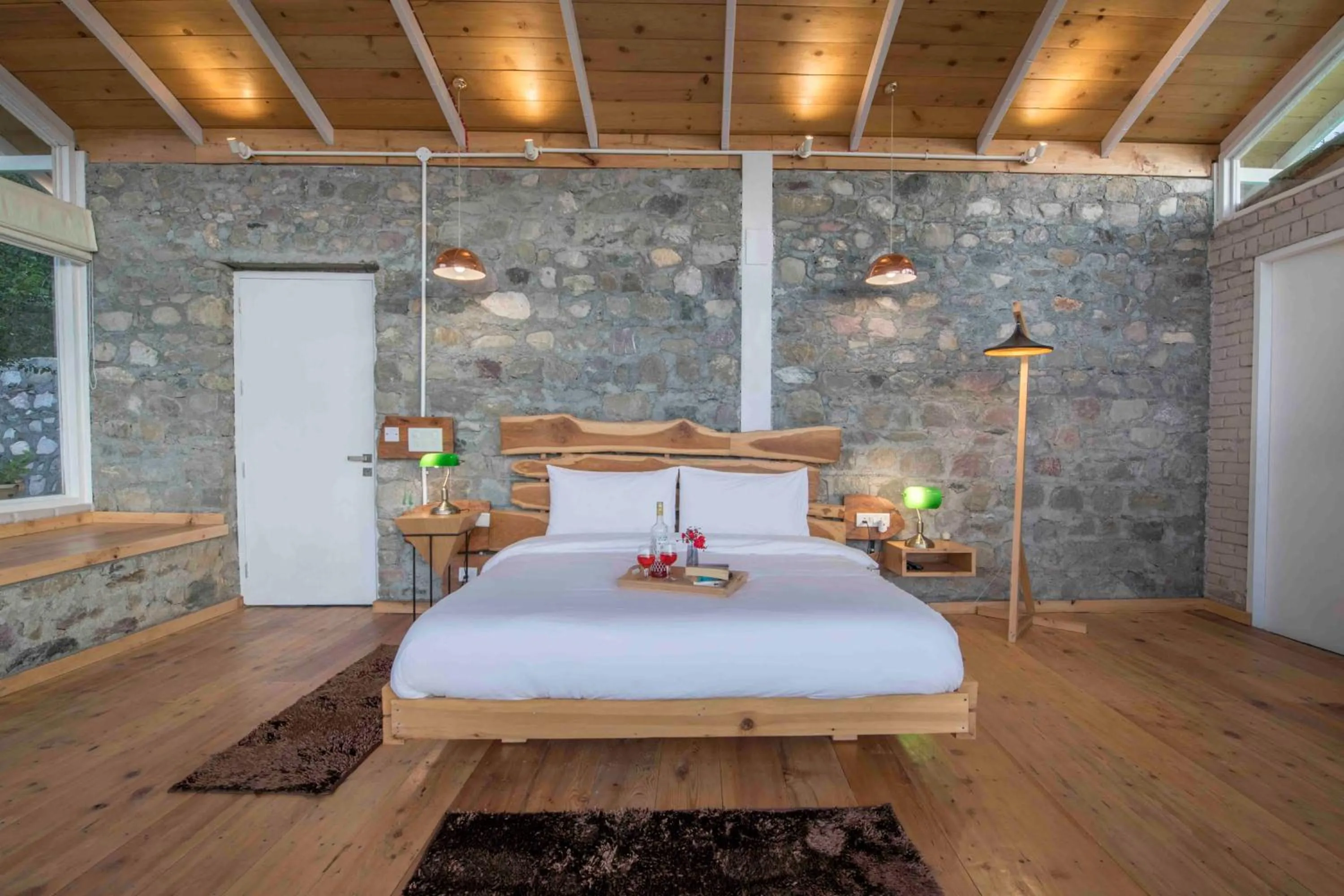 Bedroom, Bed in Seclude Ramgarh Cliff's edge