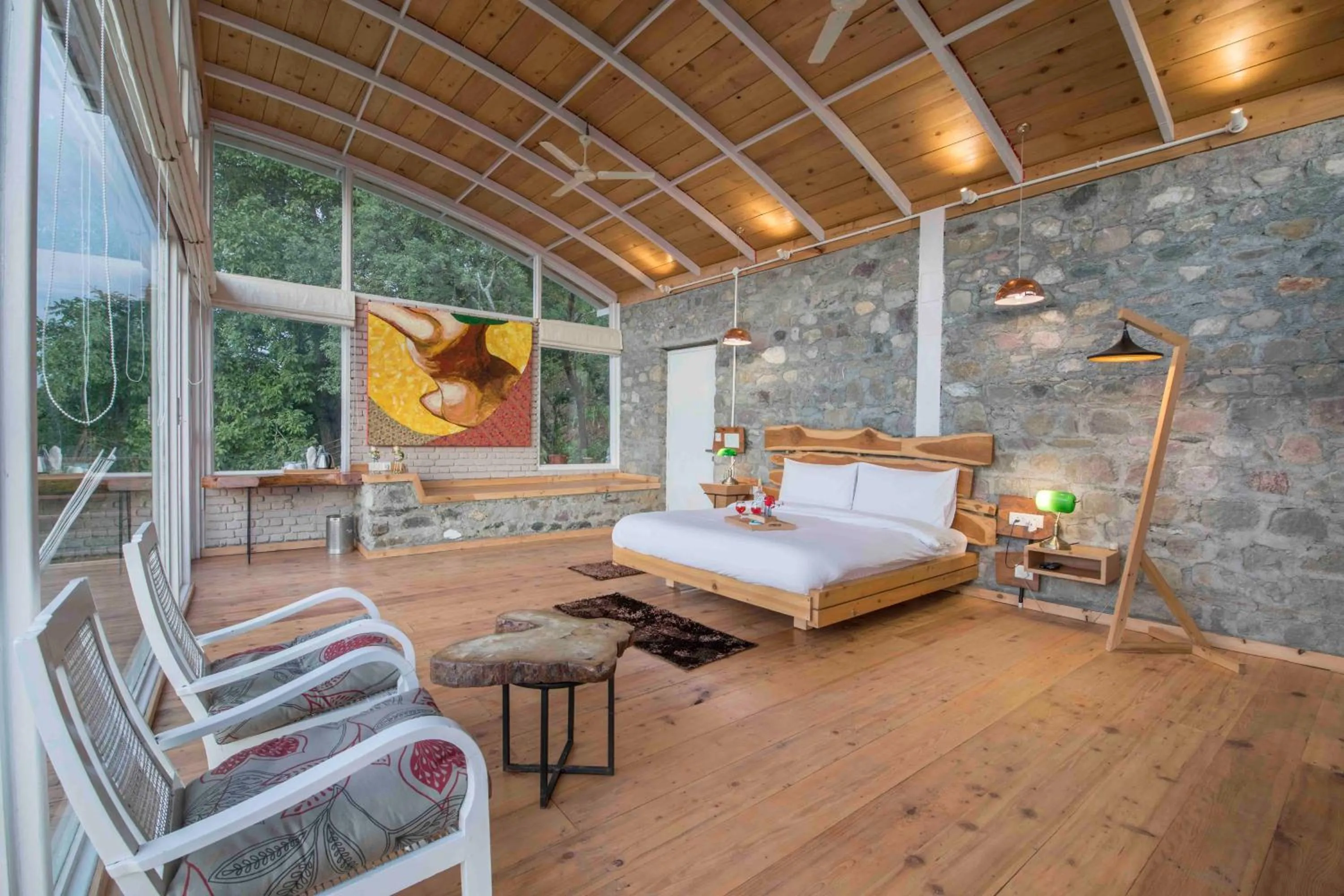 Bedroom, Bed in Seclude Ramgarh Cliff's edge