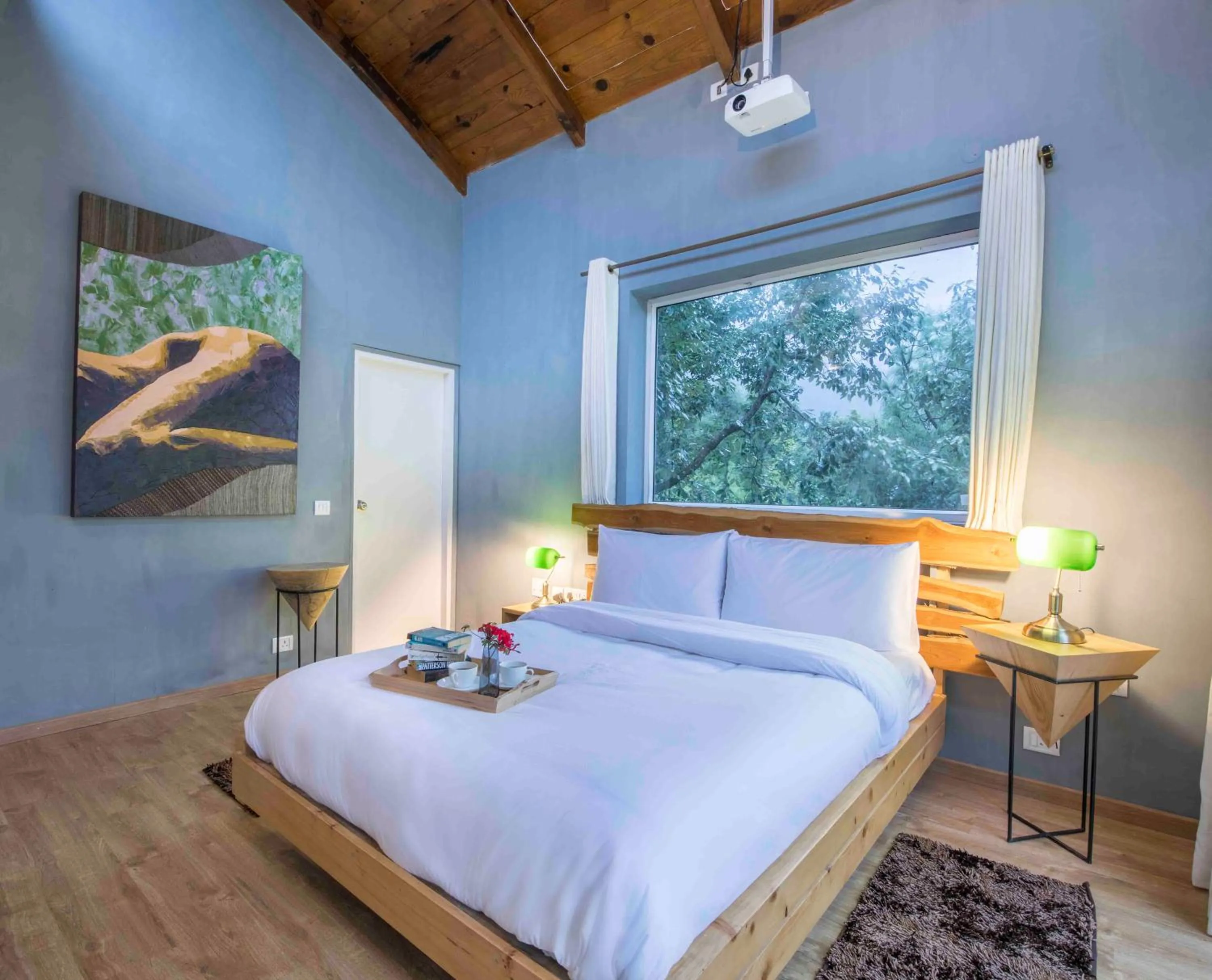 Bedroom, Bed in Seclude Ramgarh Cliff's edge