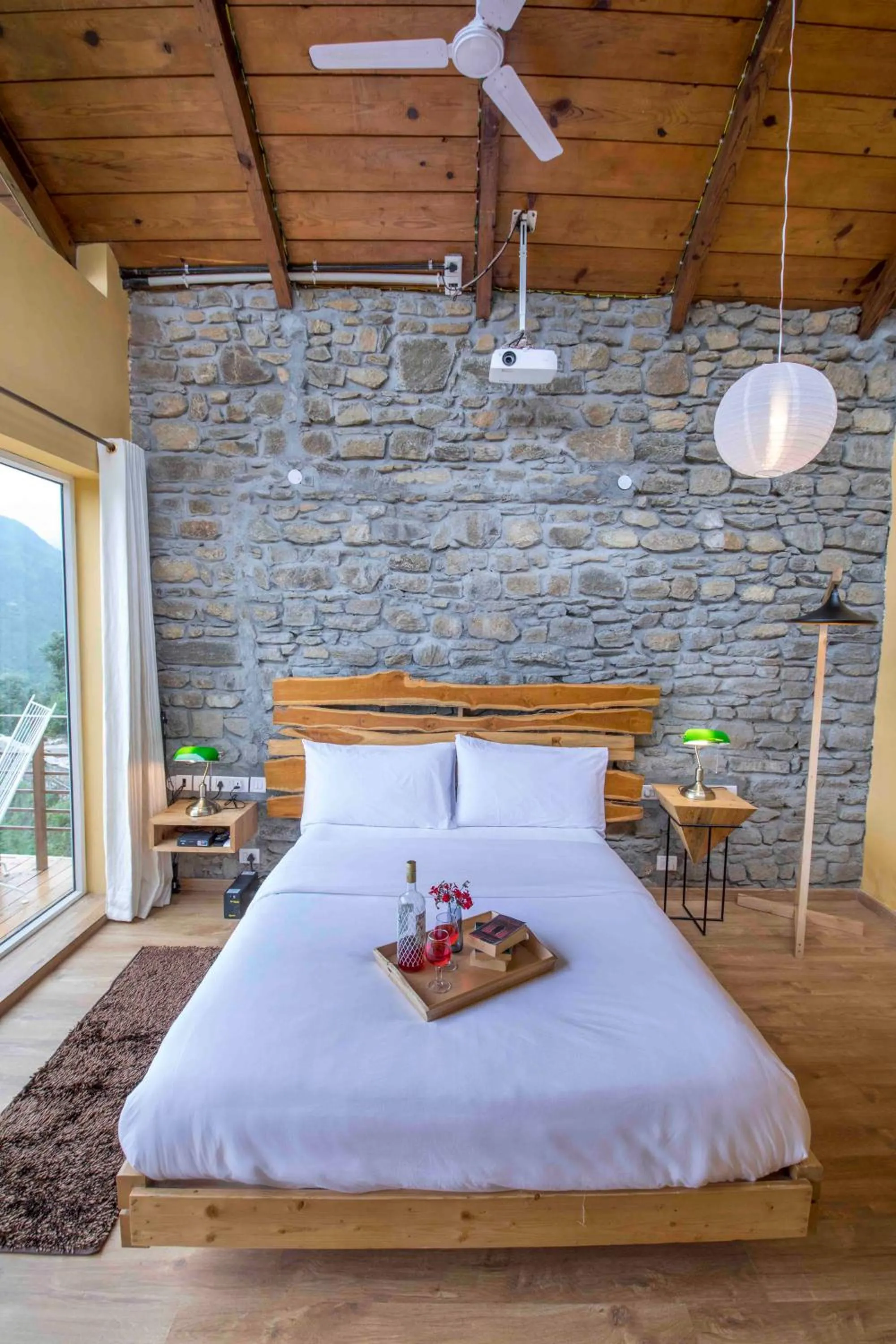 Bedroom, Bed in Seclude Ramgarh Cliff's edge