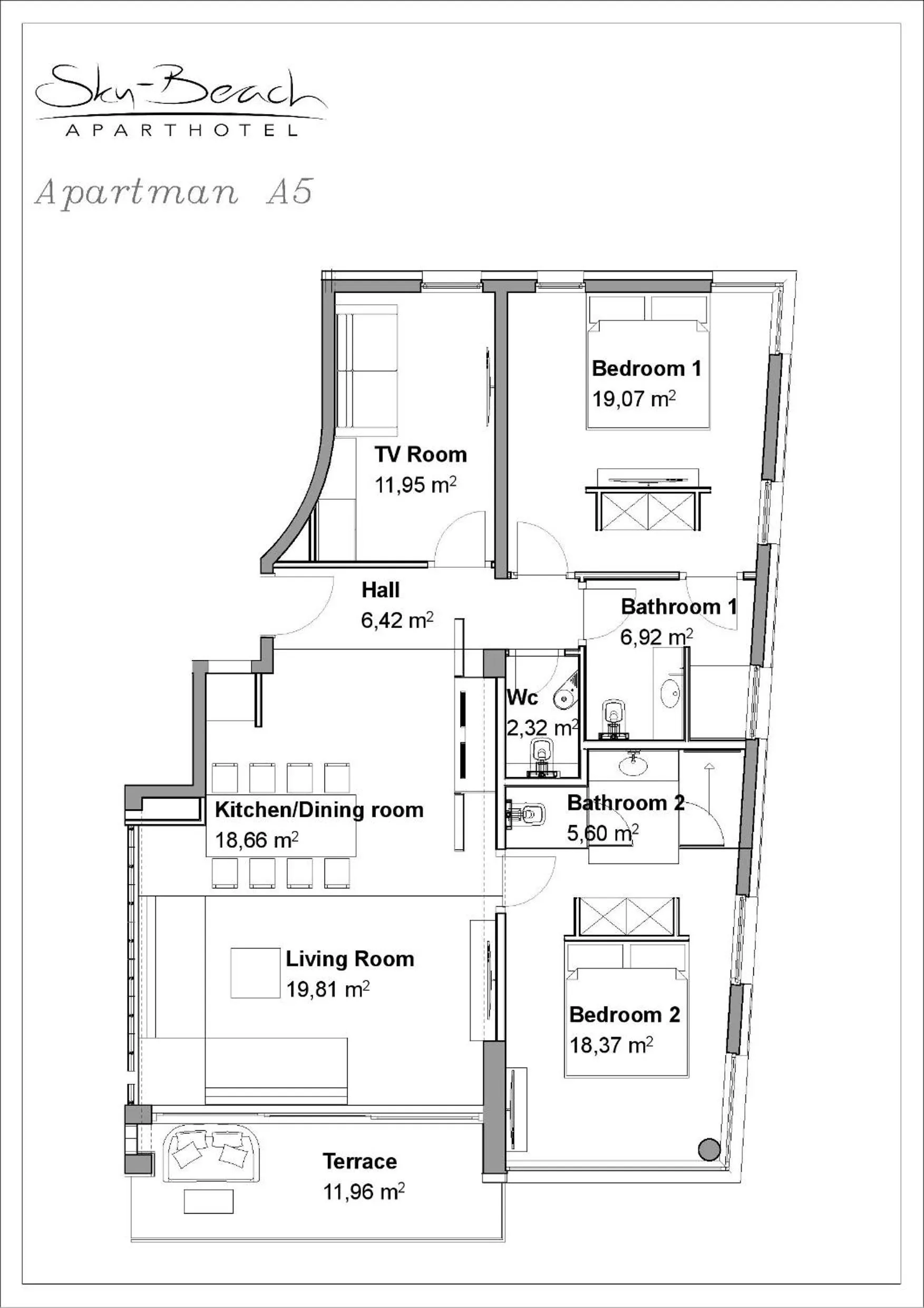 Floor plan in Sky Beach Aparthotel